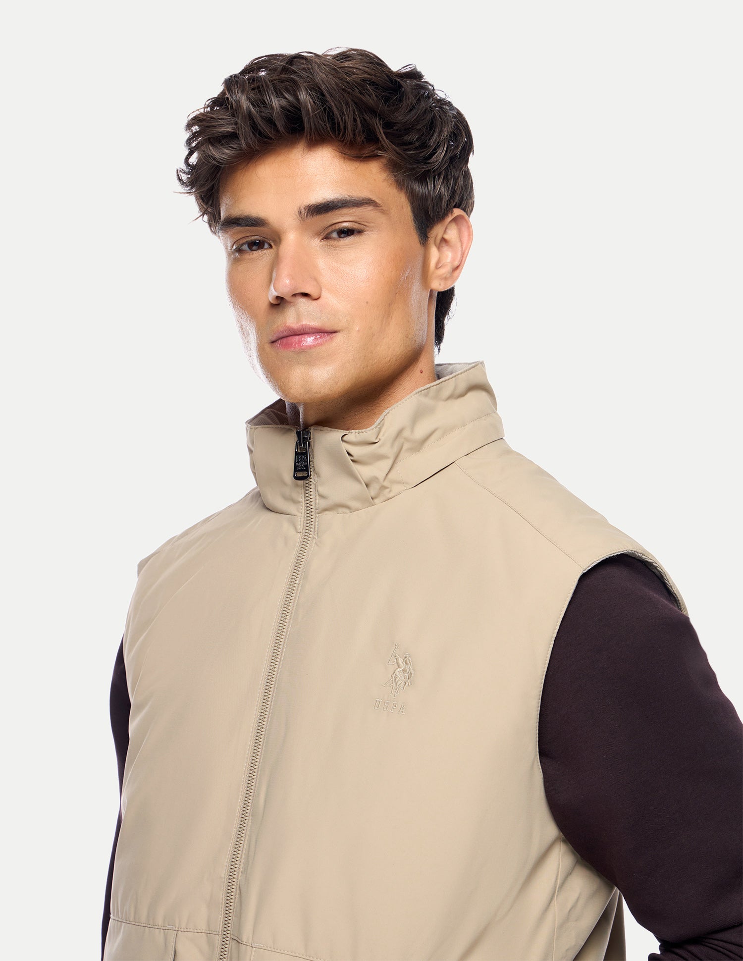 Solid Regular Fit Jacket Beige - U.S. Polo Assn. India | Large