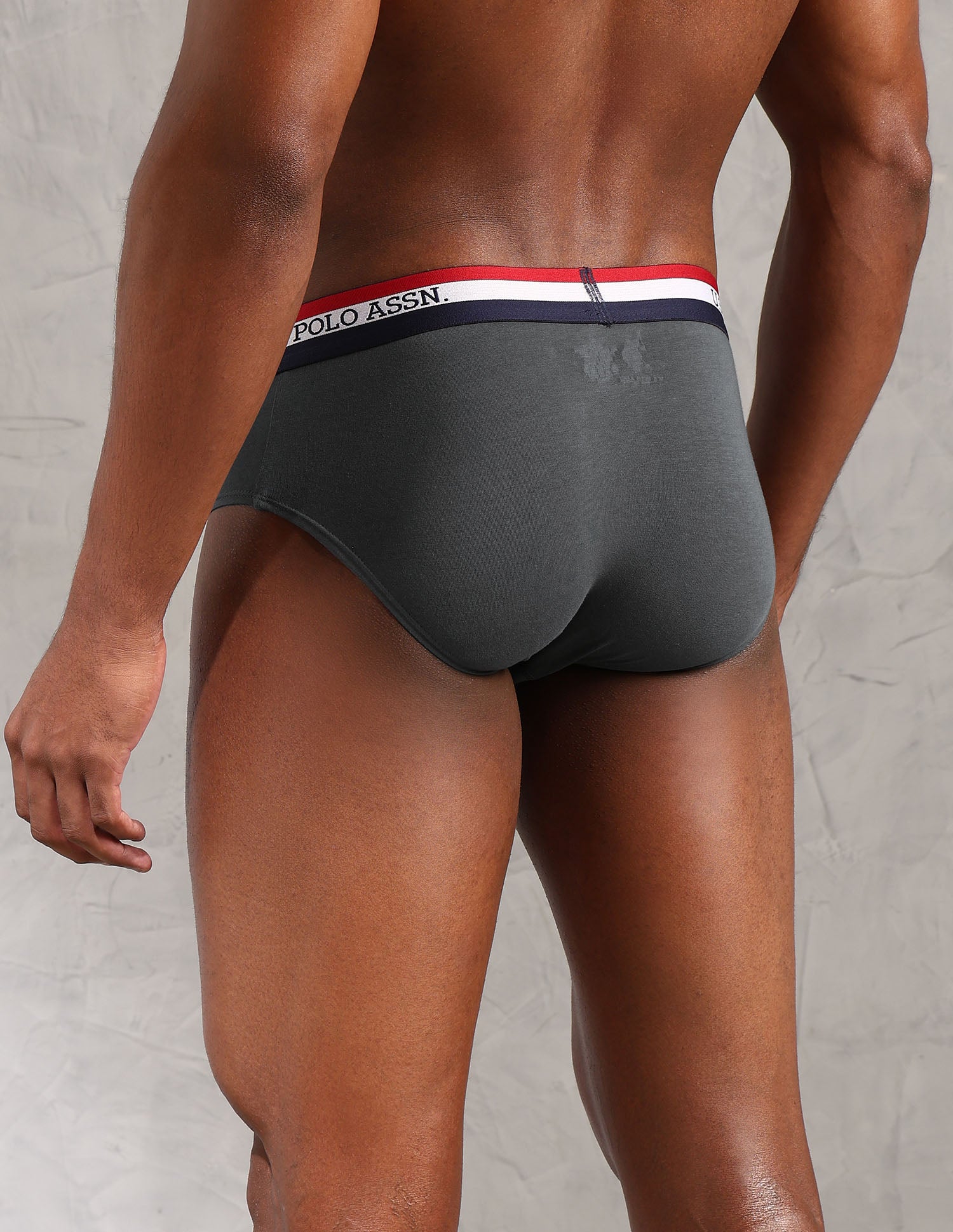 Striped Waistband EB002 Briefs - Pack Of 3 Navy, Iron Gate and Black - U.S. POLO ASSN. | Large