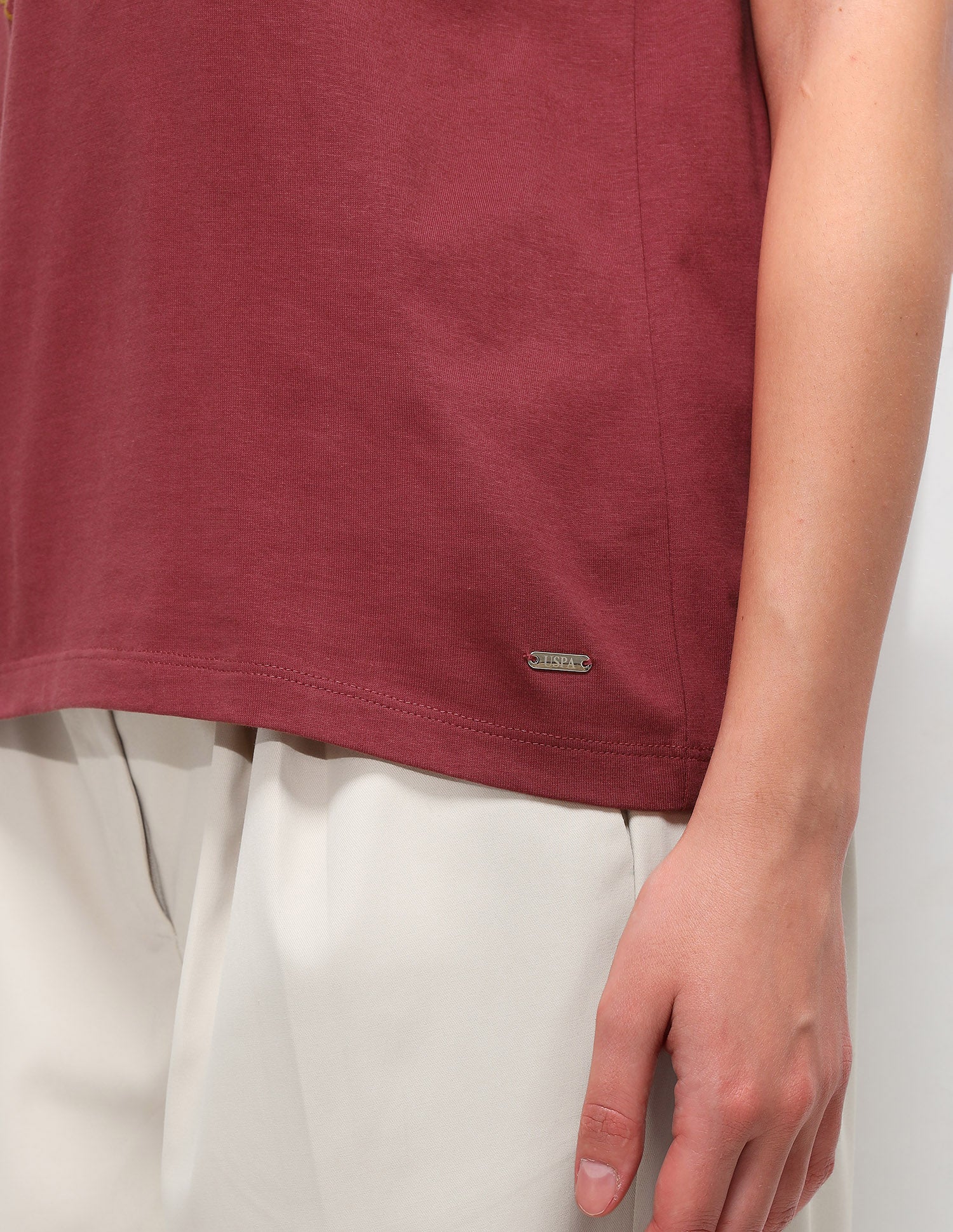 Floral Embroidered Boxy Fit T-Shirt Maroon - U.S. Polo Assn. India | Large