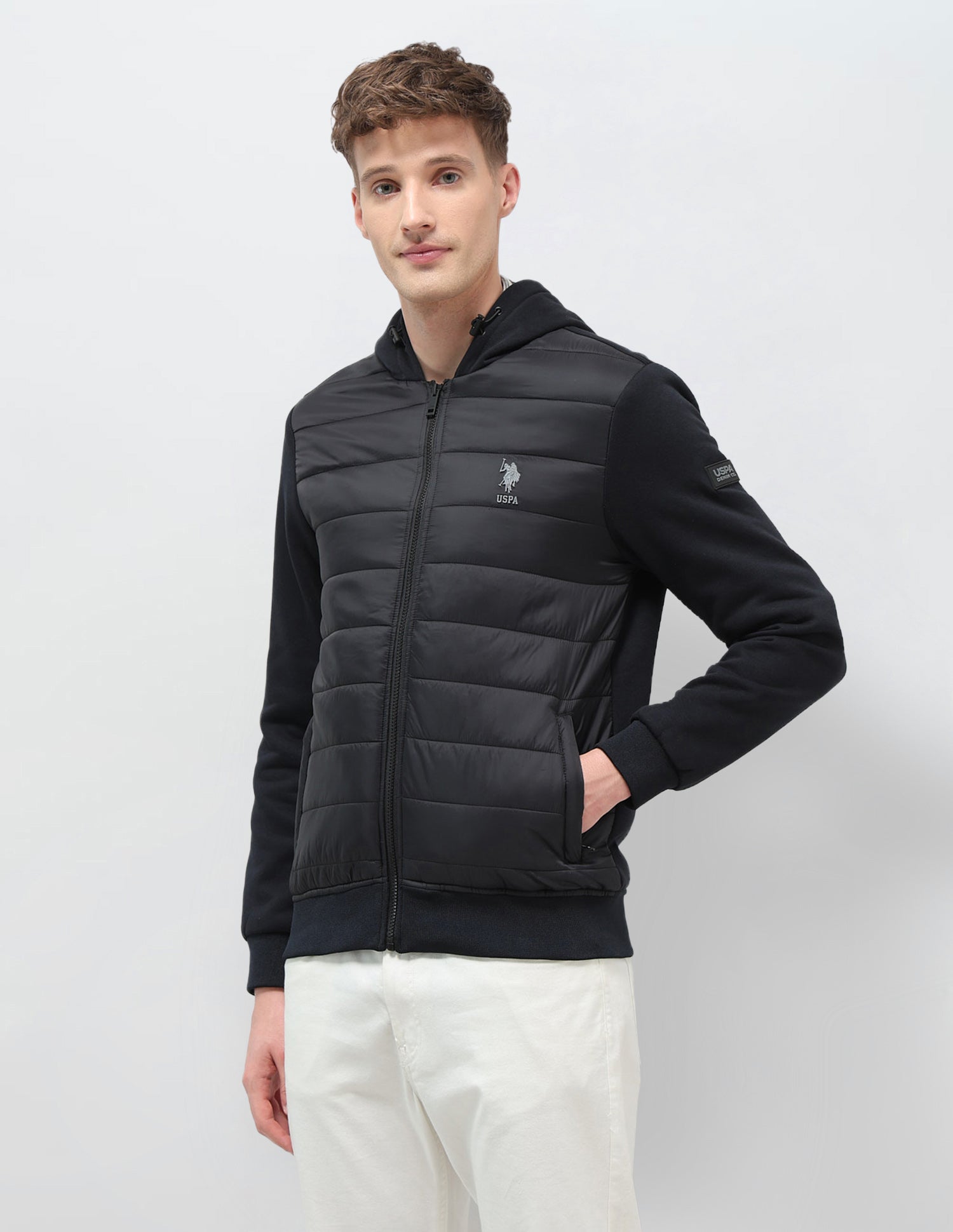 Solid Regular Fit Puffer Jacket Black - U.S. POLO ASSN. | Large