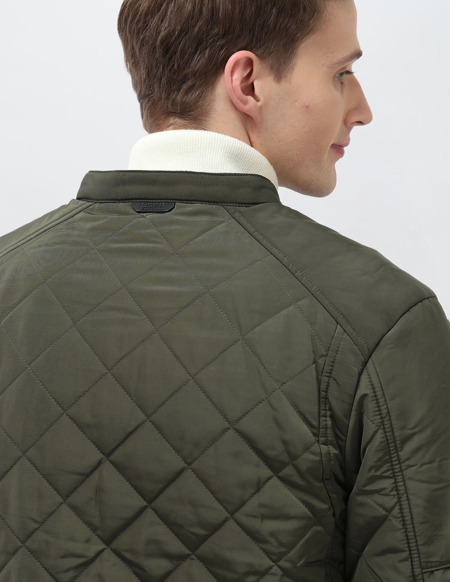 Solid Regular Fit Jacket Olive - U.S. Polo Assn. India | Large