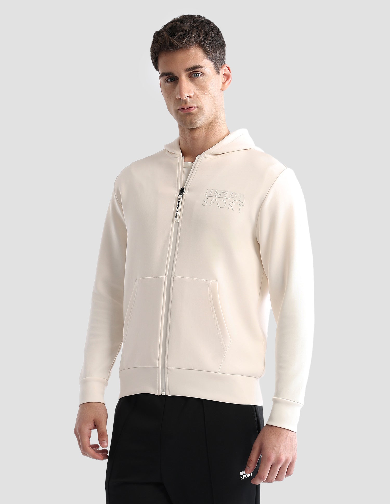 Solid Slim Fit Sweatshirt Off White - U.S. POLO ASSN. | Large