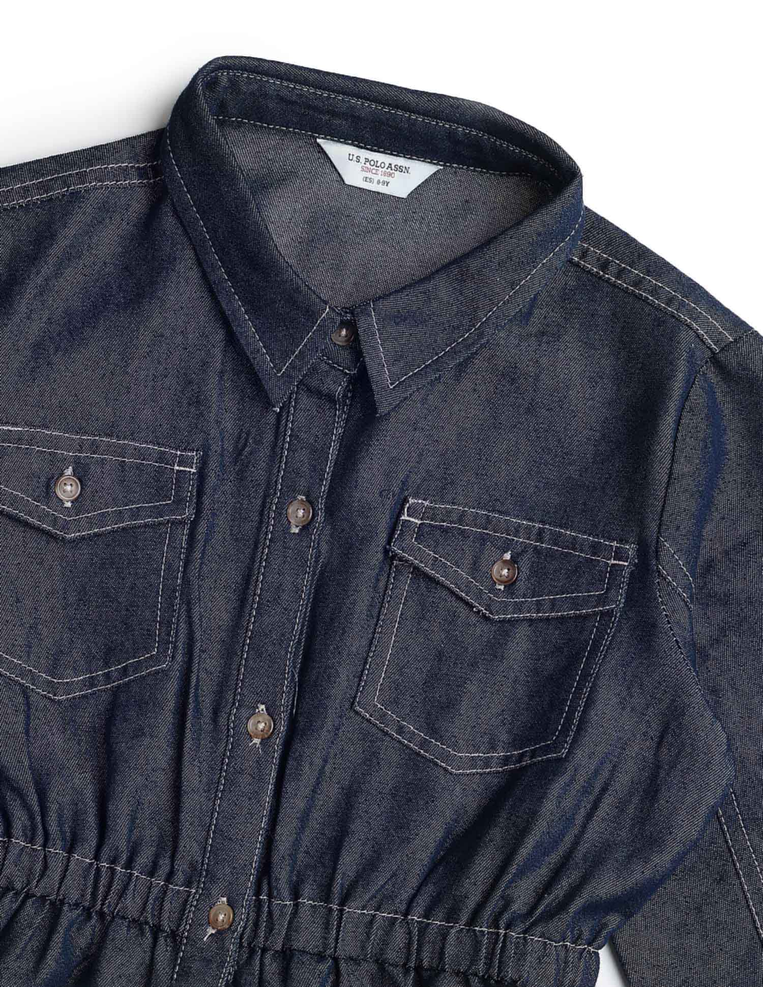 Girls Solid Shirt Dress Blue - U.S. POLO ASSN. | Large