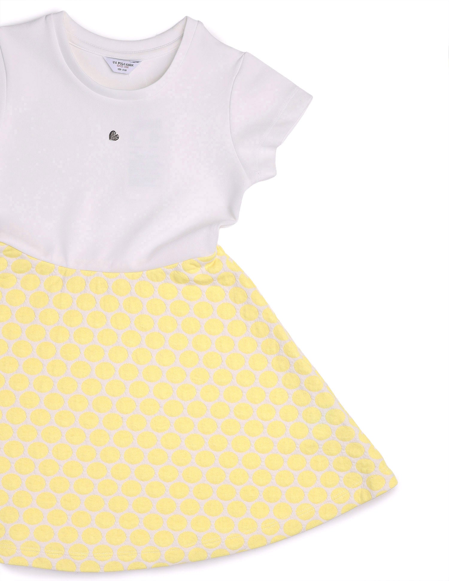 Girls Polka Dots Fit & Flare Dress Beige - U.S. POLO ASSN. | Large