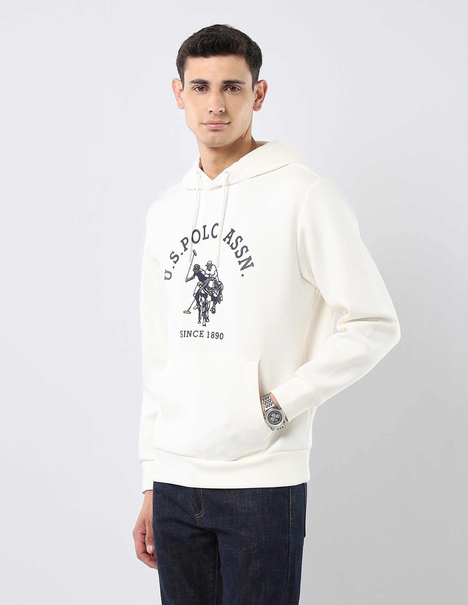 Brand Embroidered Regular Fit Sweatshirt Off White - U.S. POLO ASSN. | Large