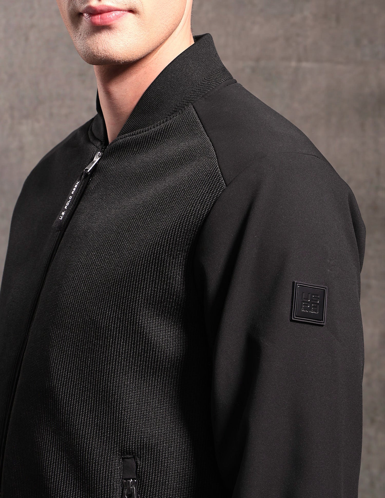 Textured Black & Gold Bomber Jacket Black - U.S. POLO ASSN. | Large