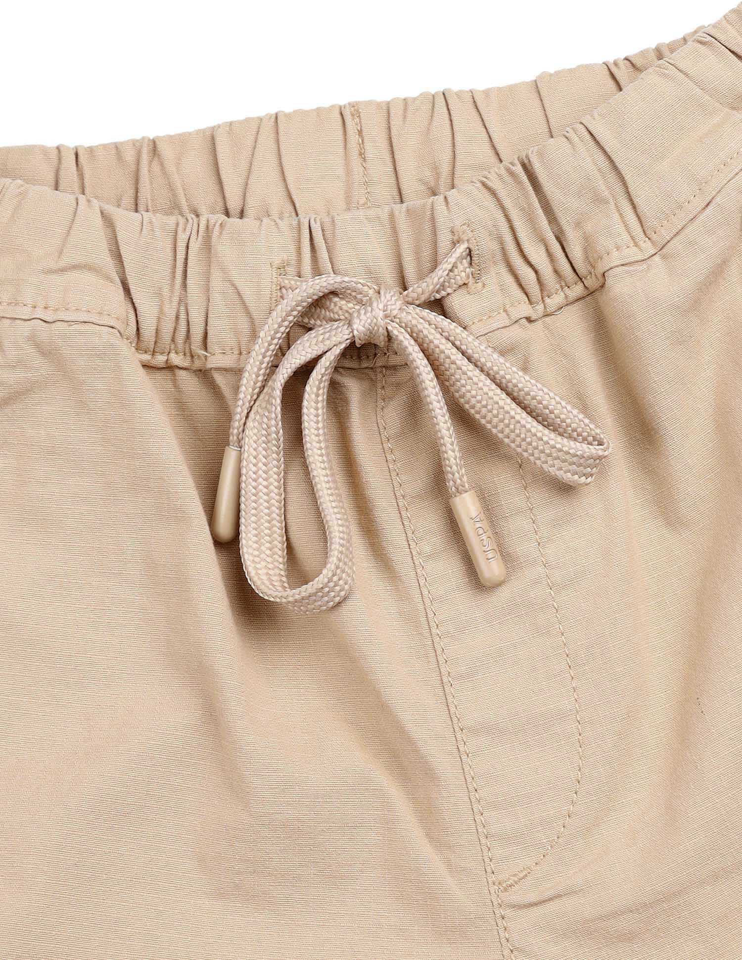 Boys Relaxed Fit Textured Cargo Shorts Beige - U.S. POLO ASSN. | Large