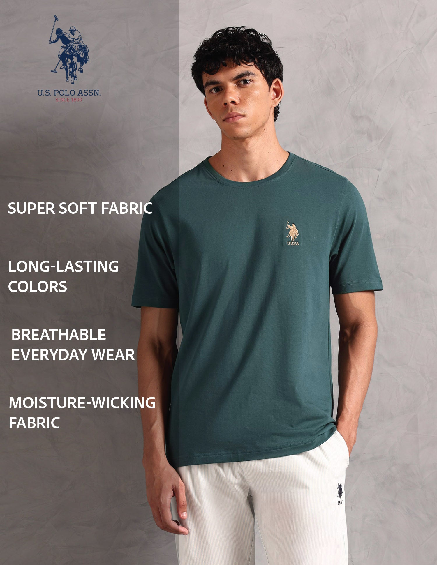 Comfort Fit Pure Cotton OEE12 Lounge T-Shirt - Pack Of 1 Sea Moss - U.S. POLO ASSN. | Large