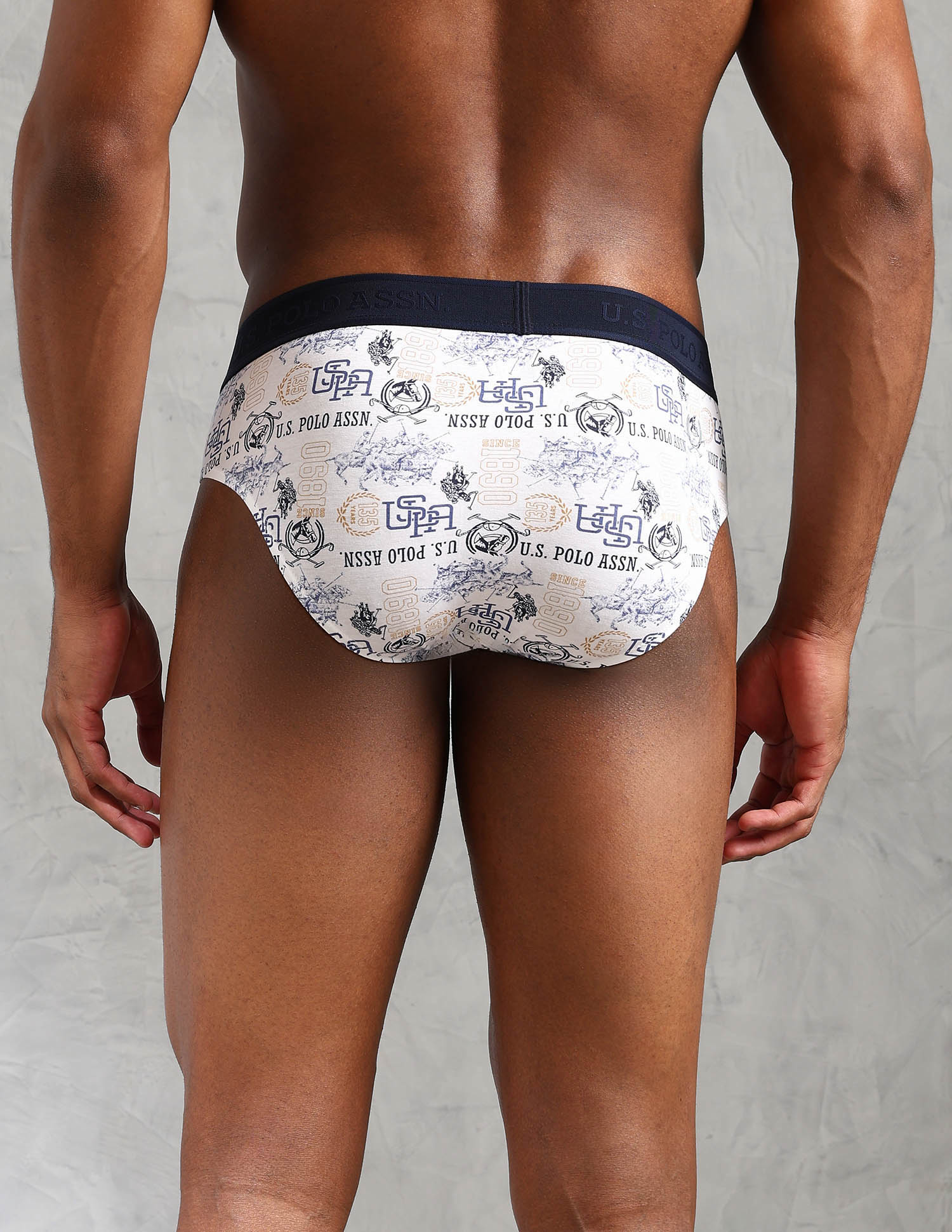 Low Rise Printed OEB16 Briefs - Pack Of 3 Navy, White and Stargazer - U.S. POLO ASSN. | Large