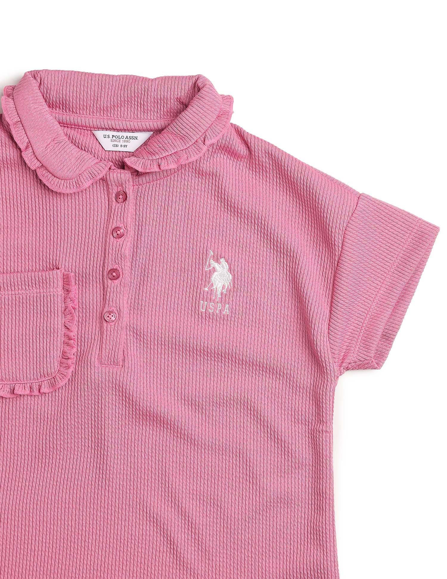 Girls Textured Boxy Fit Top Pink - U.S. POLO ASSN. | Large