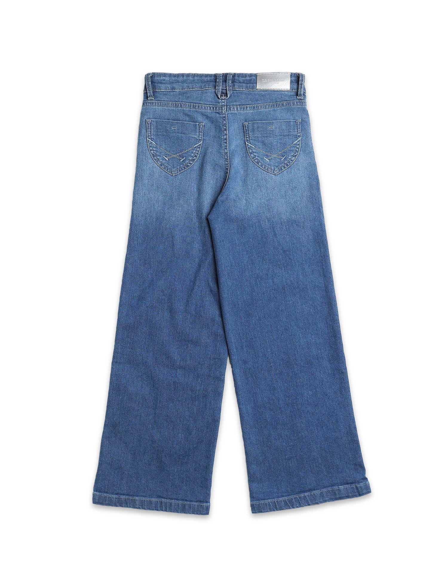 Girls Wide Leg Fit Blue Jeans Medium Blue - U.S. POLO ASSN. | Large