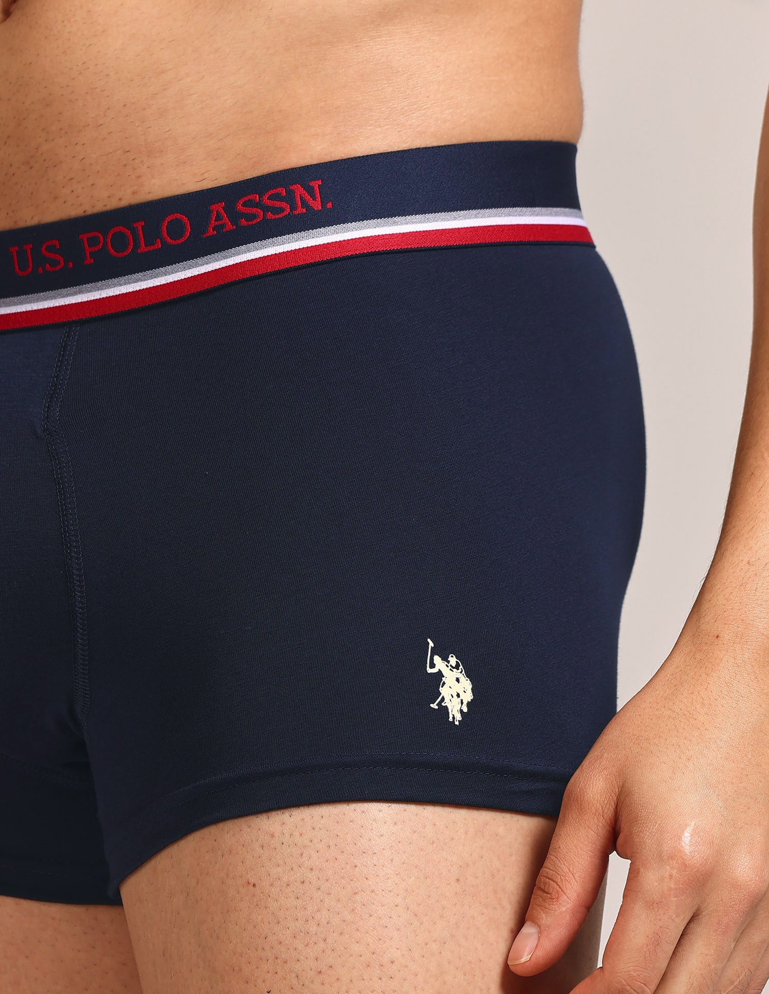 Men's Cotton Trunk - Pack Of 2 Navy, Grey Melange - U.S. Polo Assn. India | Large