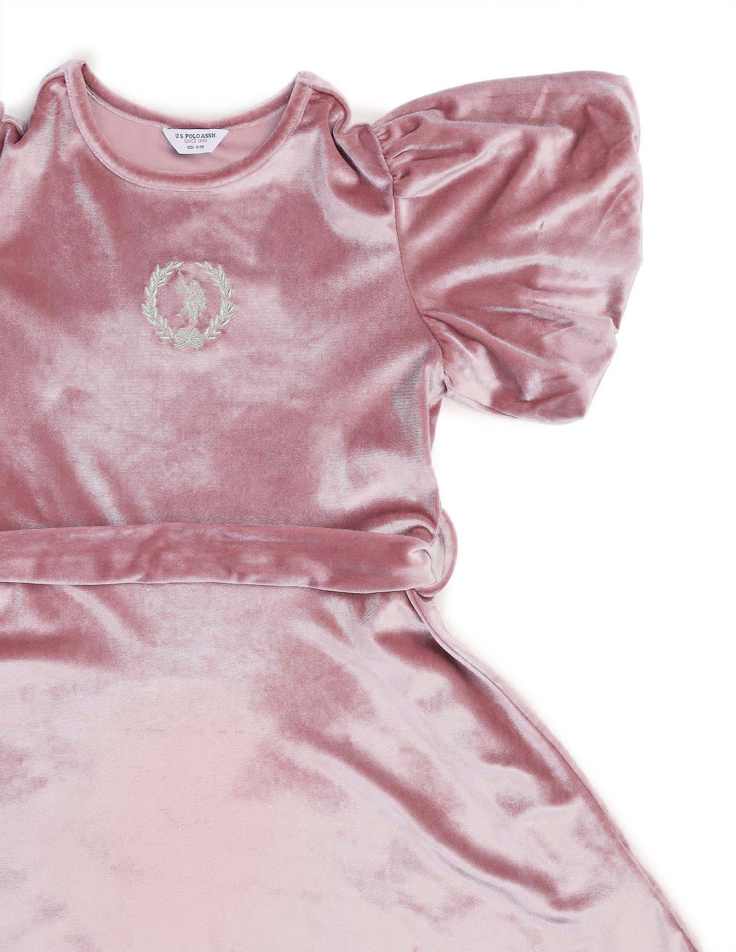 Girls Solid Fit & Flare Dress Pink - U.S. POLO ASSN. | Large