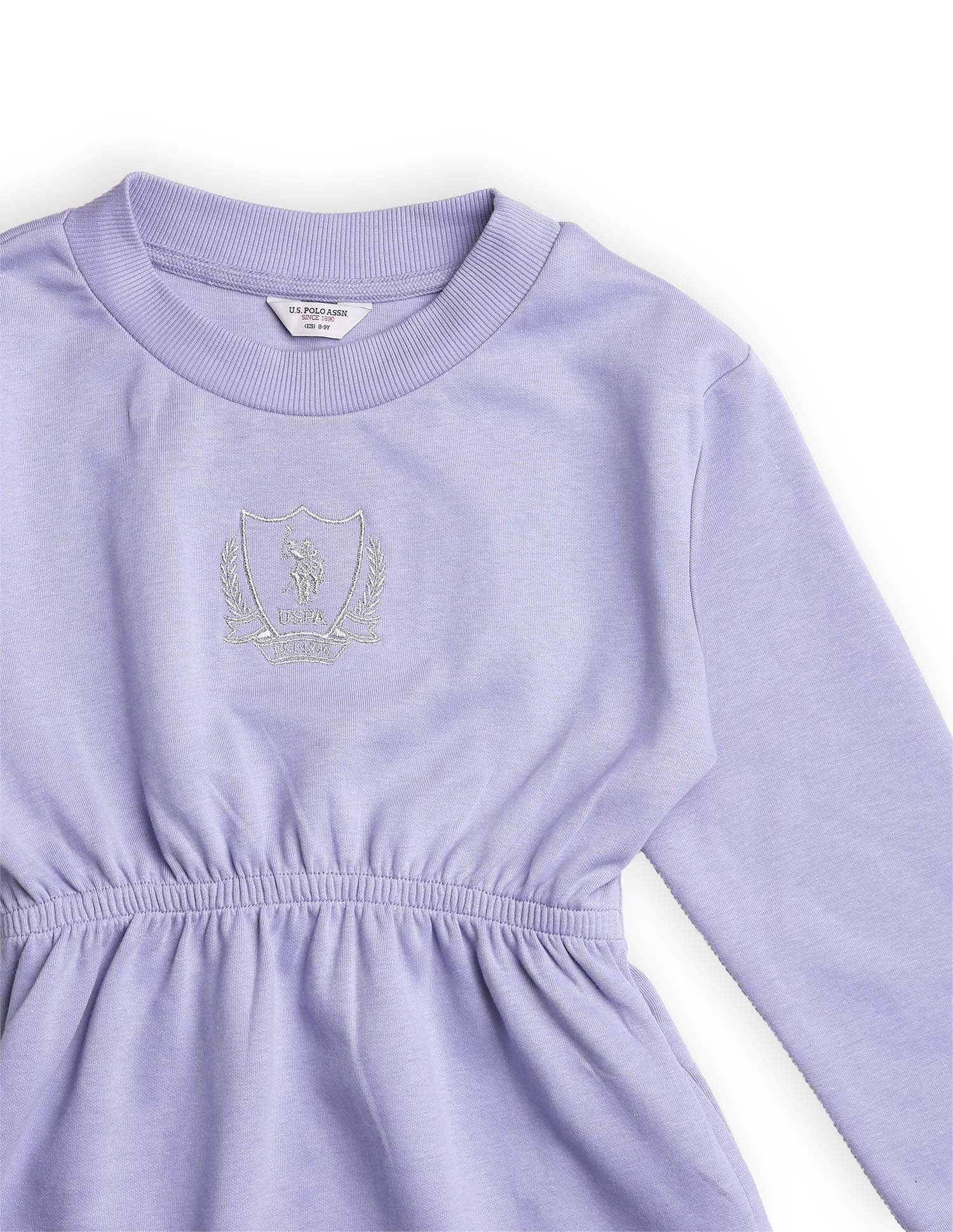 Girls Crew Neck Fit And Flare Dress Light Purple - U.S. POLO ASSN. | Large