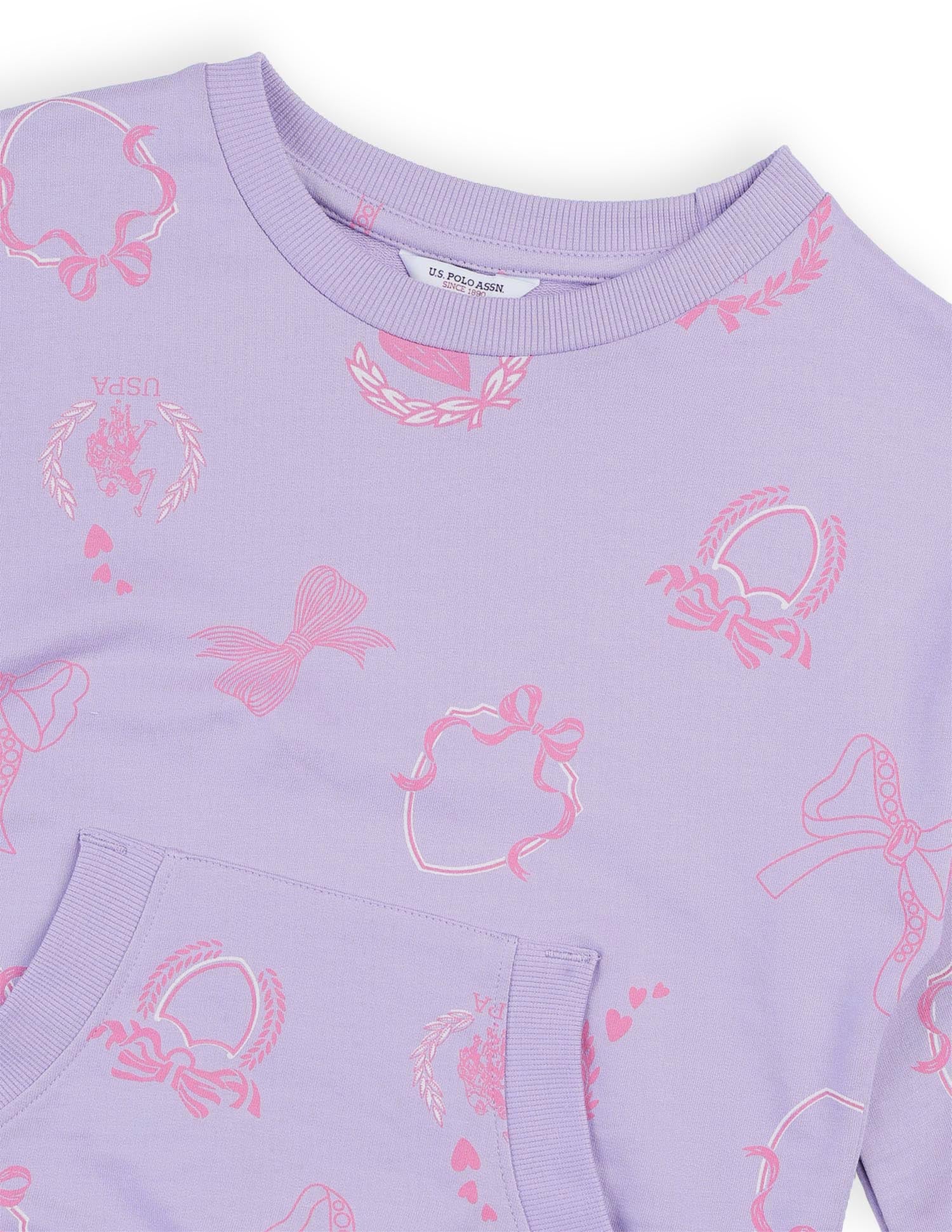 Girls Graphic Printed Regular Fit Sweatshirt Lavender - U.S. POLO ASSN. | Large