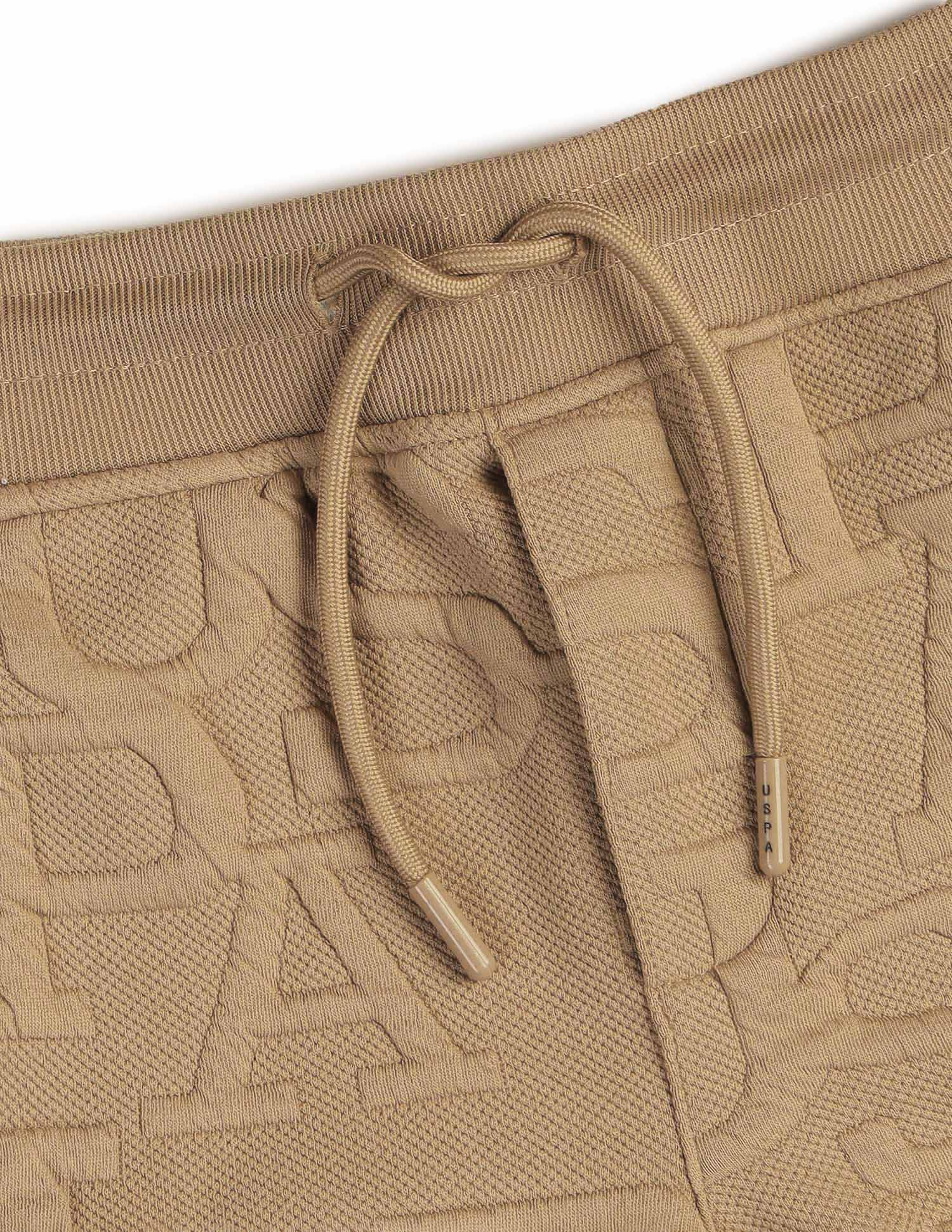 Boys Brand Embossed Regular Fit Shorts Light Brown - U.S. POLO ASSN. | Large