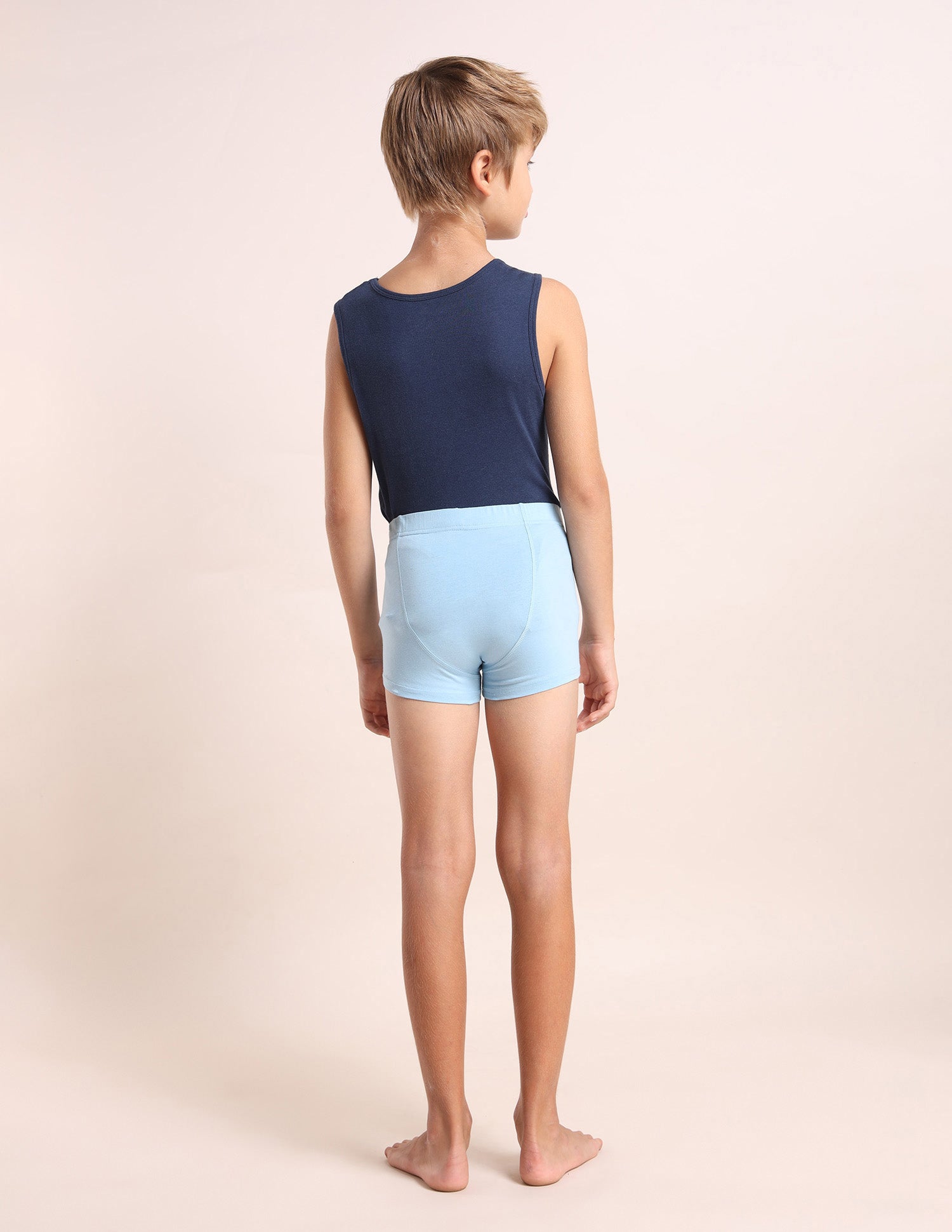 Boys Cotton Spandex Solid Trunks - Pack Of 3 Orange, Blue and White - U.S. POLO ASSN. | Large