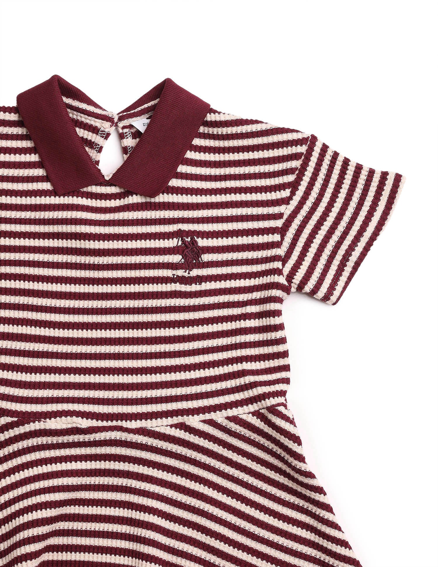 Girls Horizontal Striped Fit And Flare Dress Burgundy - U.S. POLO ASSN. | Large
