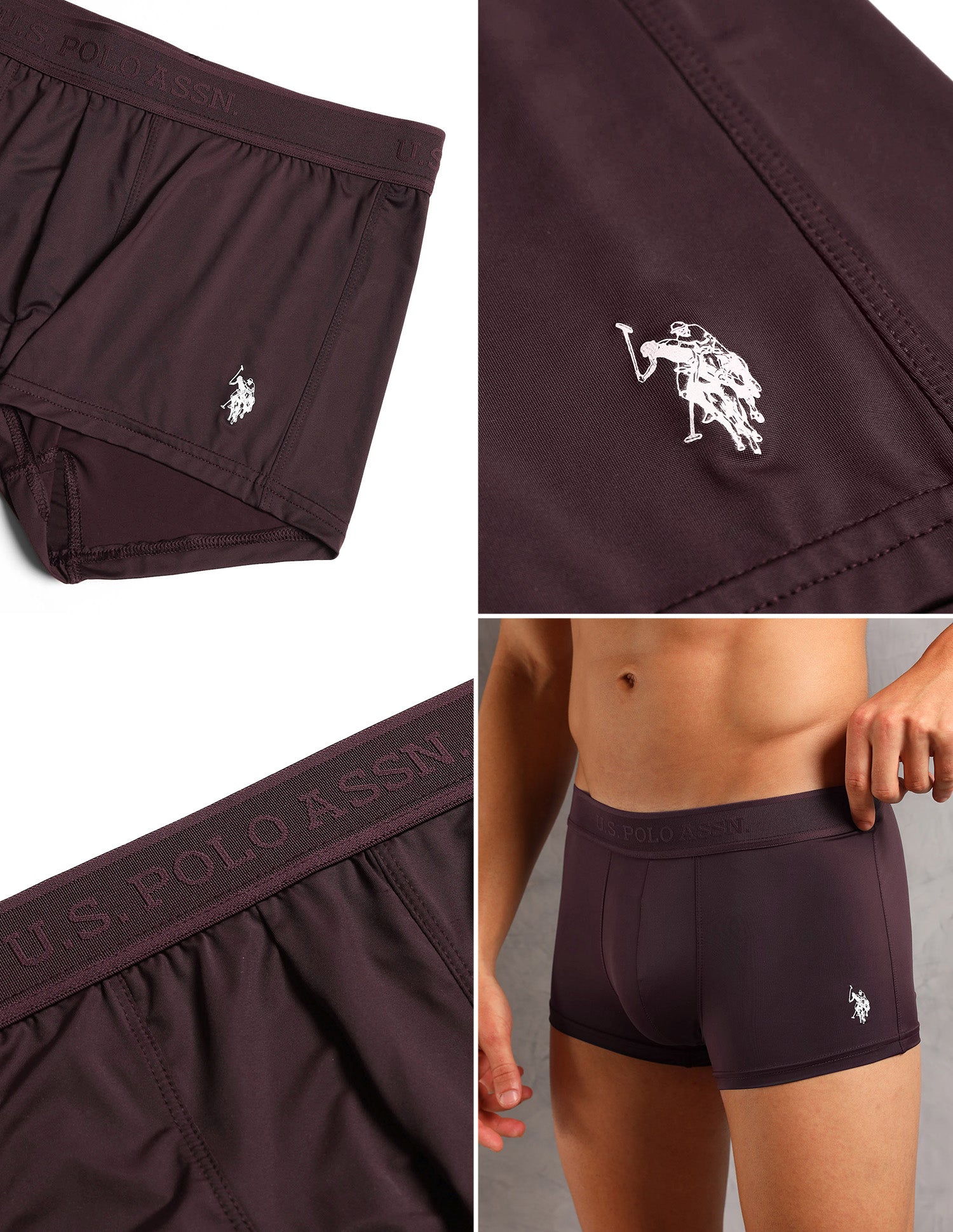 Antibacterial Lightweight AT001 Trunks - Pack Of 1 Wine - U.S. POLO ASSN. | Large