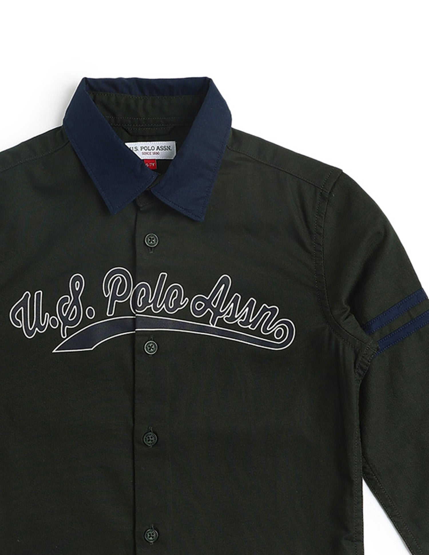 Boys Brand Printed Oxford Shirt Green - U.S. POLO ASSN. | Large