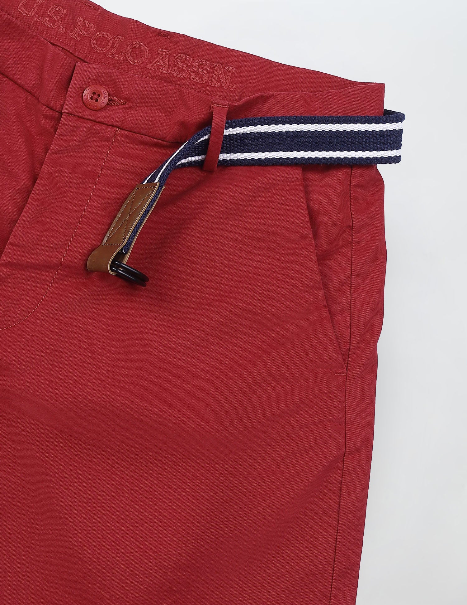 Slim Fit Twill Shorts Red - U.S. Polo Assn. India | Large