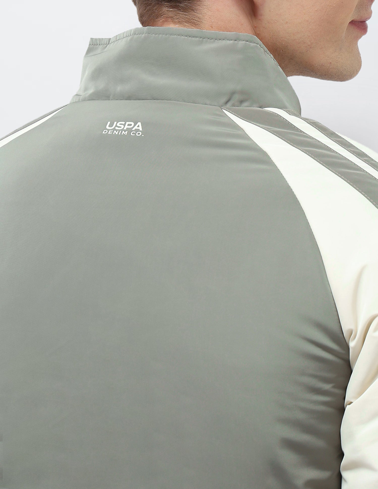 Colour Blocked Regular Fit Puffer Jacket Green - U.S. Polo Assn. India | Large