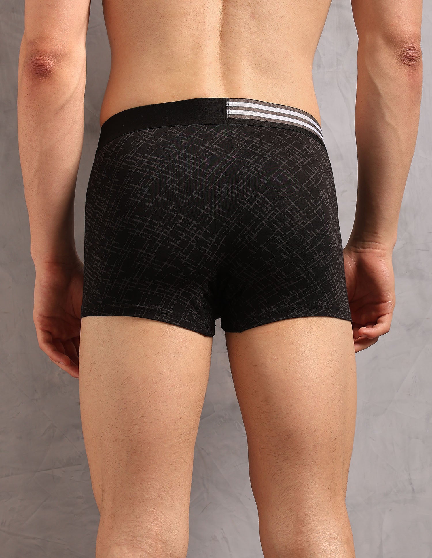 Printed Low Rise OET20 Trunks - Pack Of 3 Ivory, Asphalight and Uspa Black - U.S. Polo Assn. India | Large