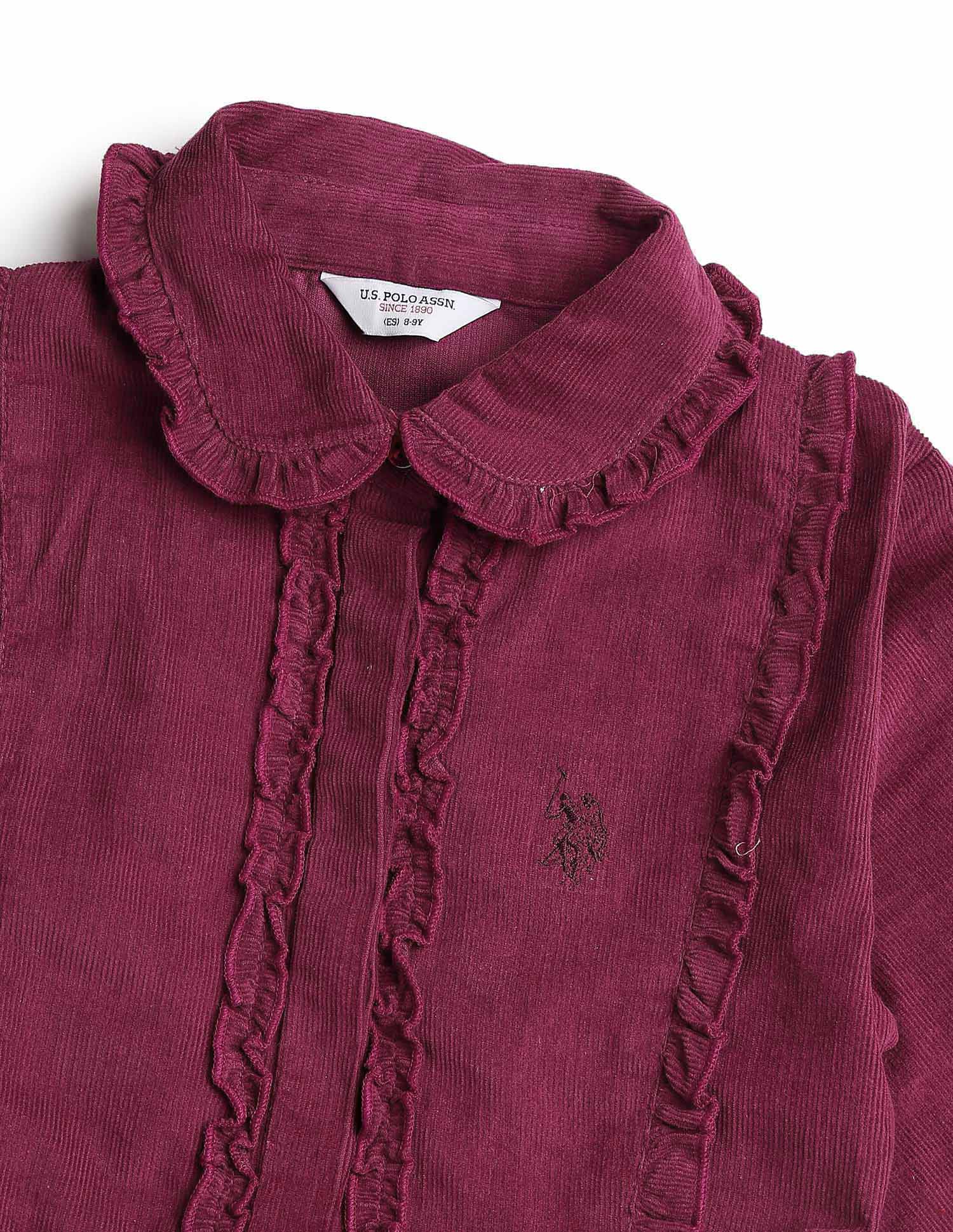 Girls Solid Shirt Dress Dark Pink - U.S. POLO ASSN. | Large