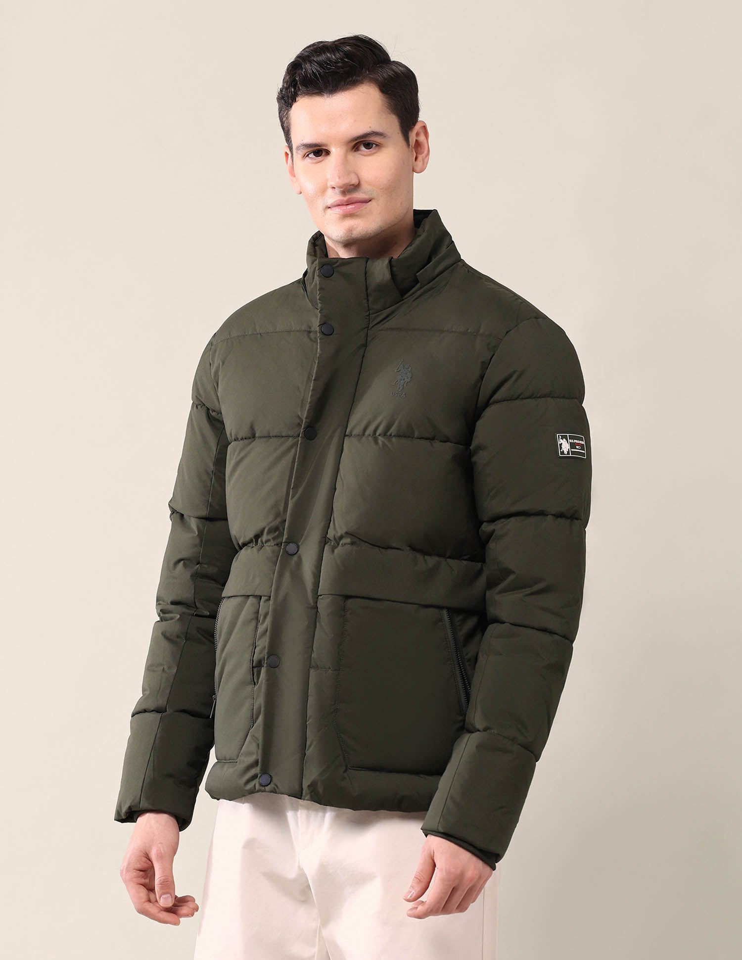 Hooded Regular Fit Puffer Jacket Dark Olive - U.S. POLO ASSN. | Large