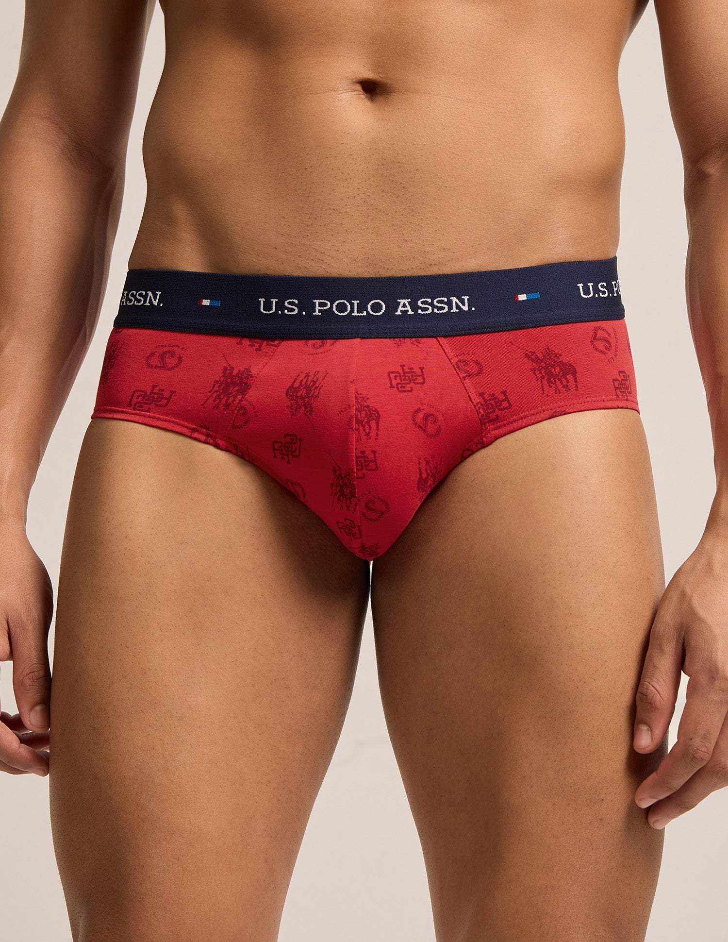 Breathable Cotton Stretch OEB25 Briefs - Pack of 3 Navy|Red|White - U.S. Polo Assn. India | Large