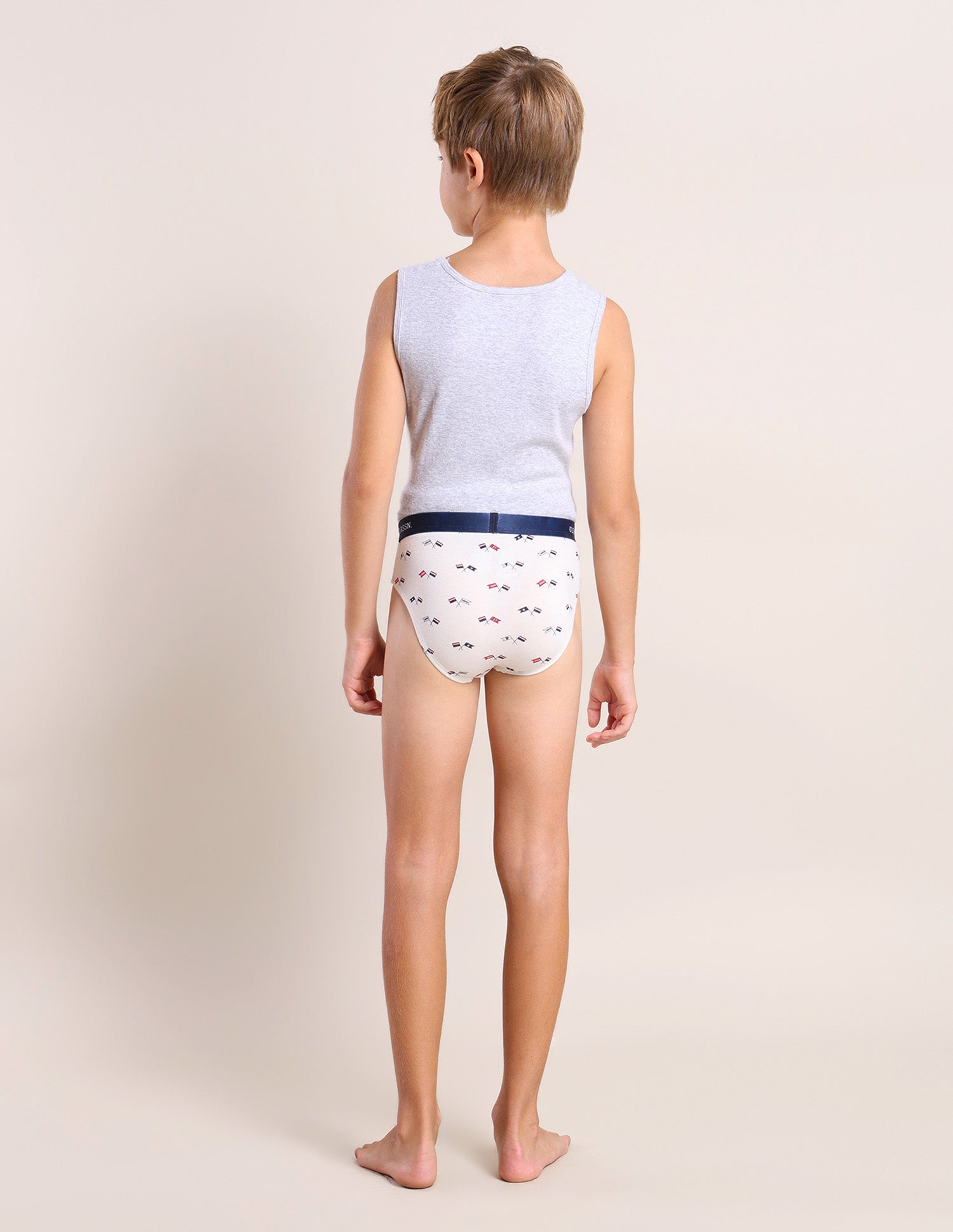 Boys Mid Rise Cotton Spandex Briefs - Pack Of 3 Blue, White and Navy - U.S. POLO ASSN. | Large