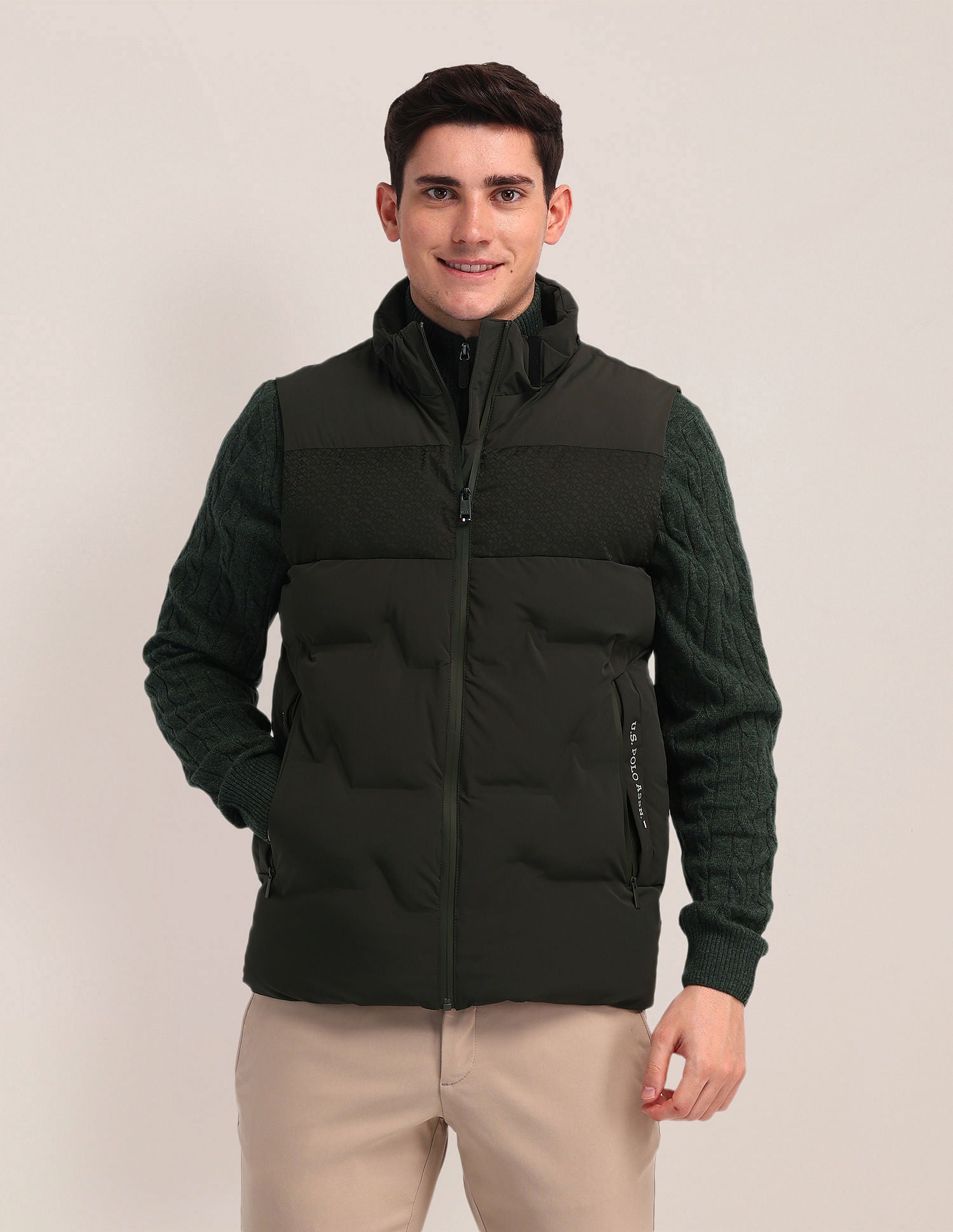 Detachable Hood Padded Jacket Olive - U.S. POLO ASSN. | Large