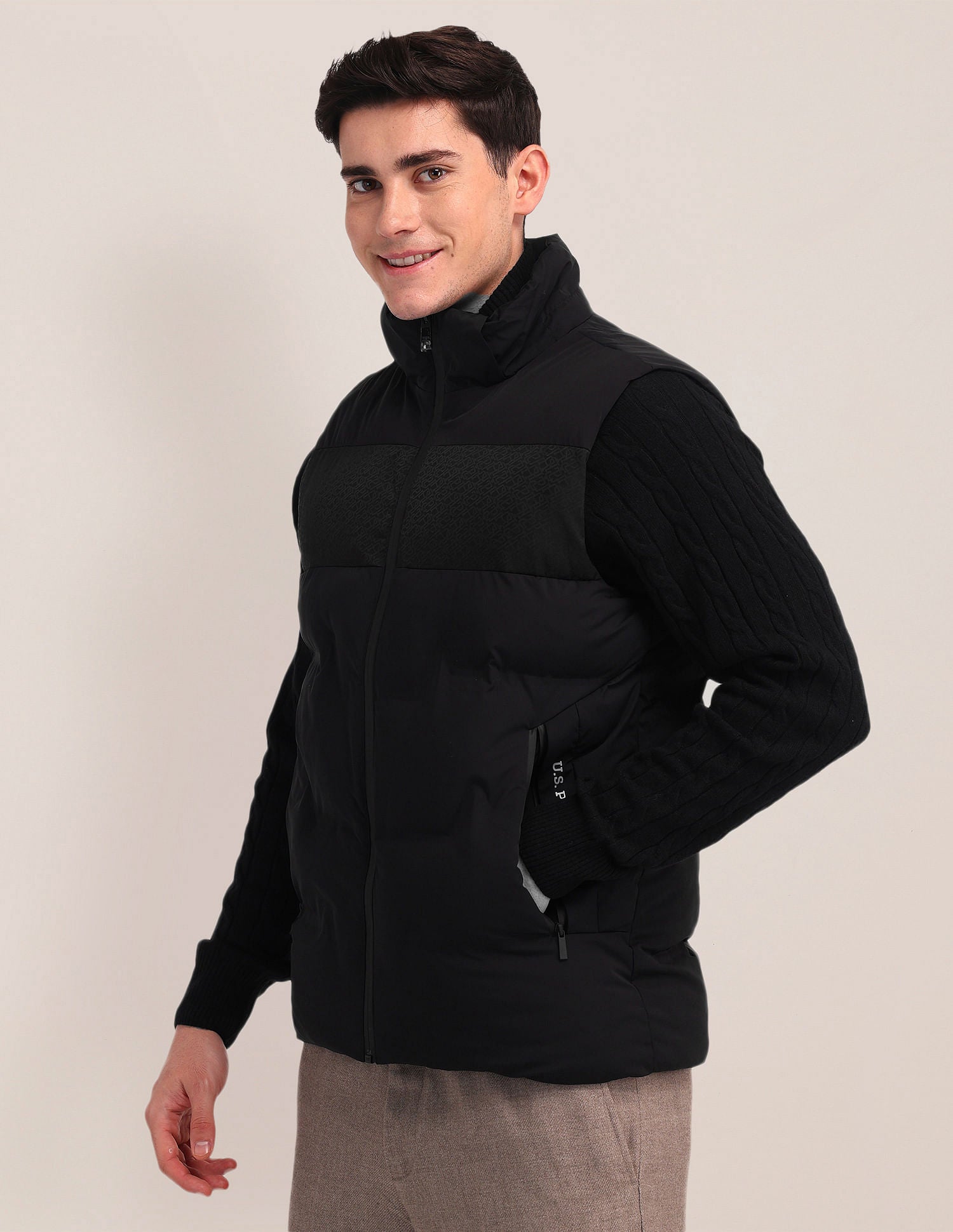 Detachable Hood Padded Jacket Black - U.S. POLO ASSN. | Large