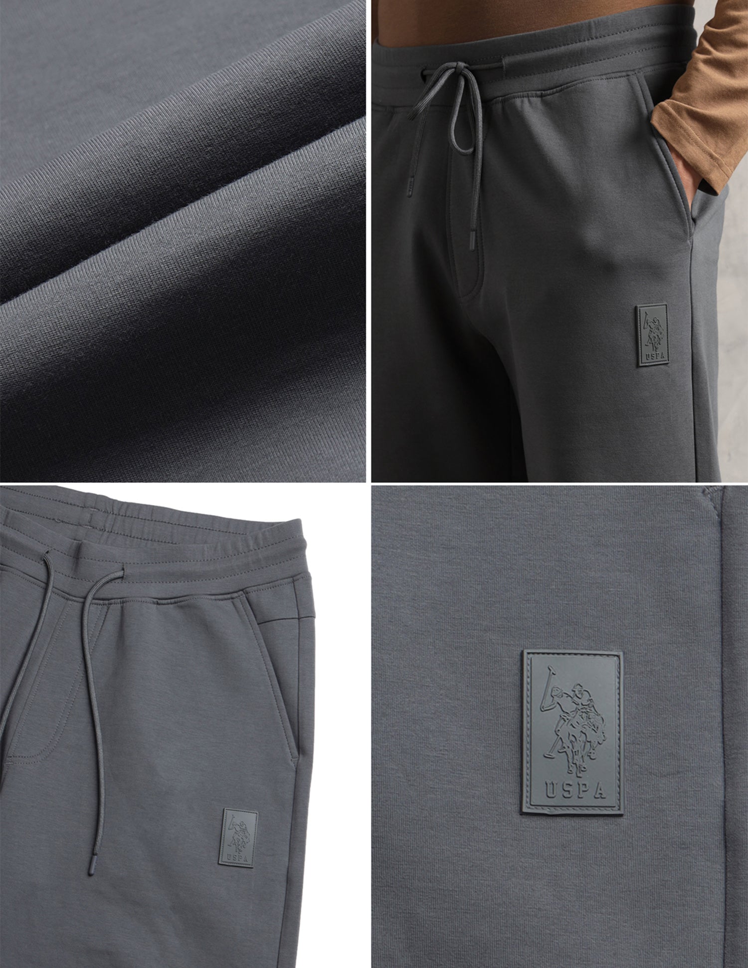 Breathable Mid Rise PJ001-PL Lounge Joggers - Pack Of 1 Iron Gate - U.S. Polo Assn. India | Large