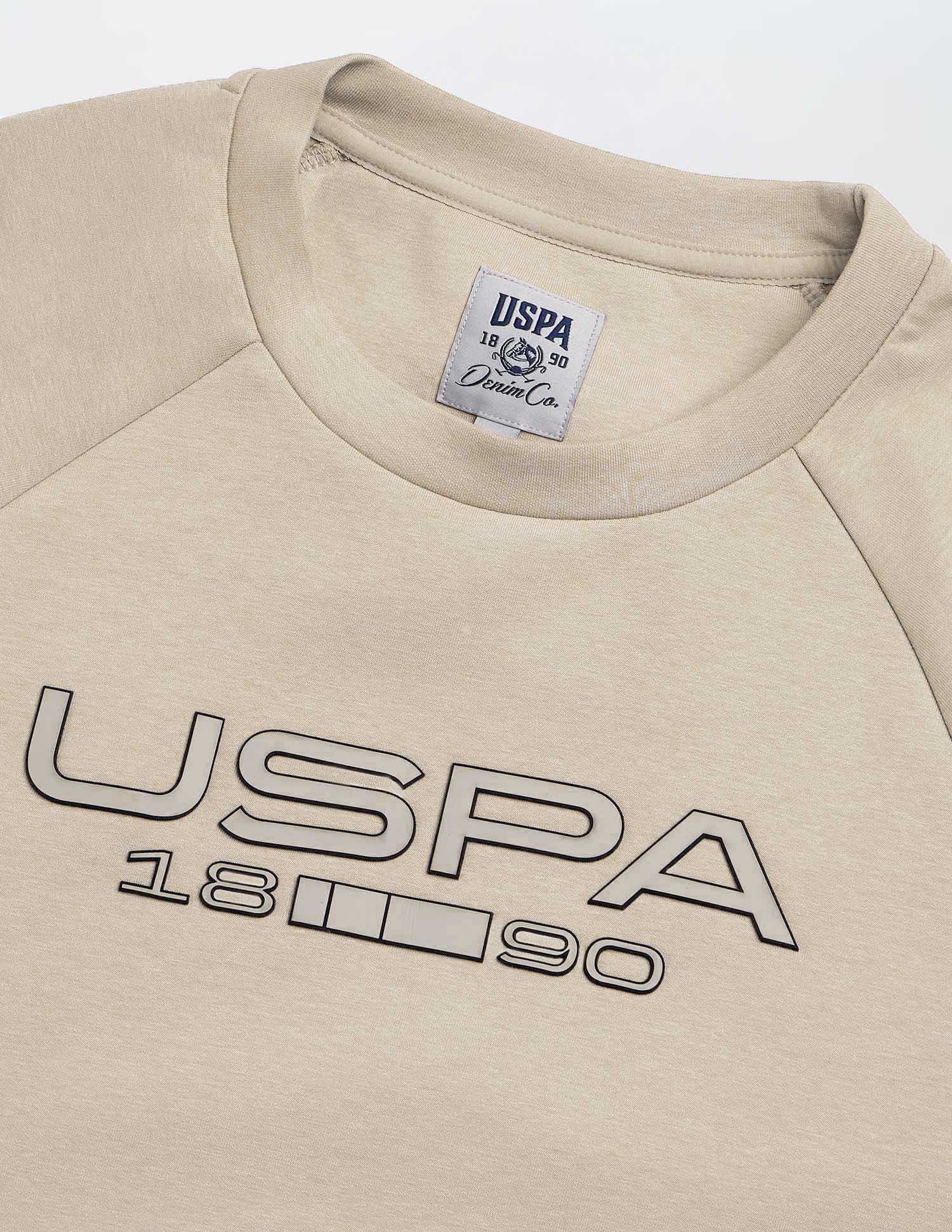 Brand Embossed Regular Fit Sweatshirt Light Khaki - U.S. POLO ASSN. | Large