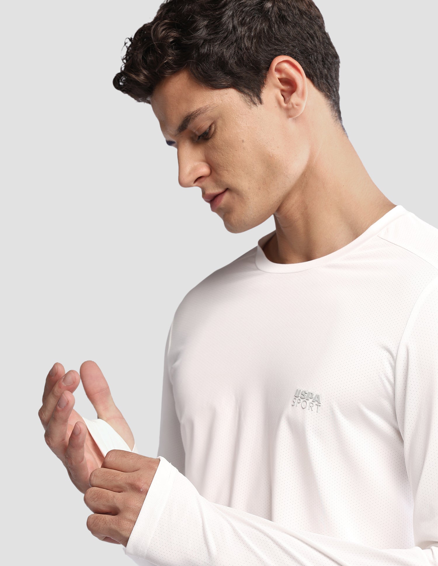 Solid Regular Fit Active T-Shirt Off White - U.S. Polo Assn. India | Large