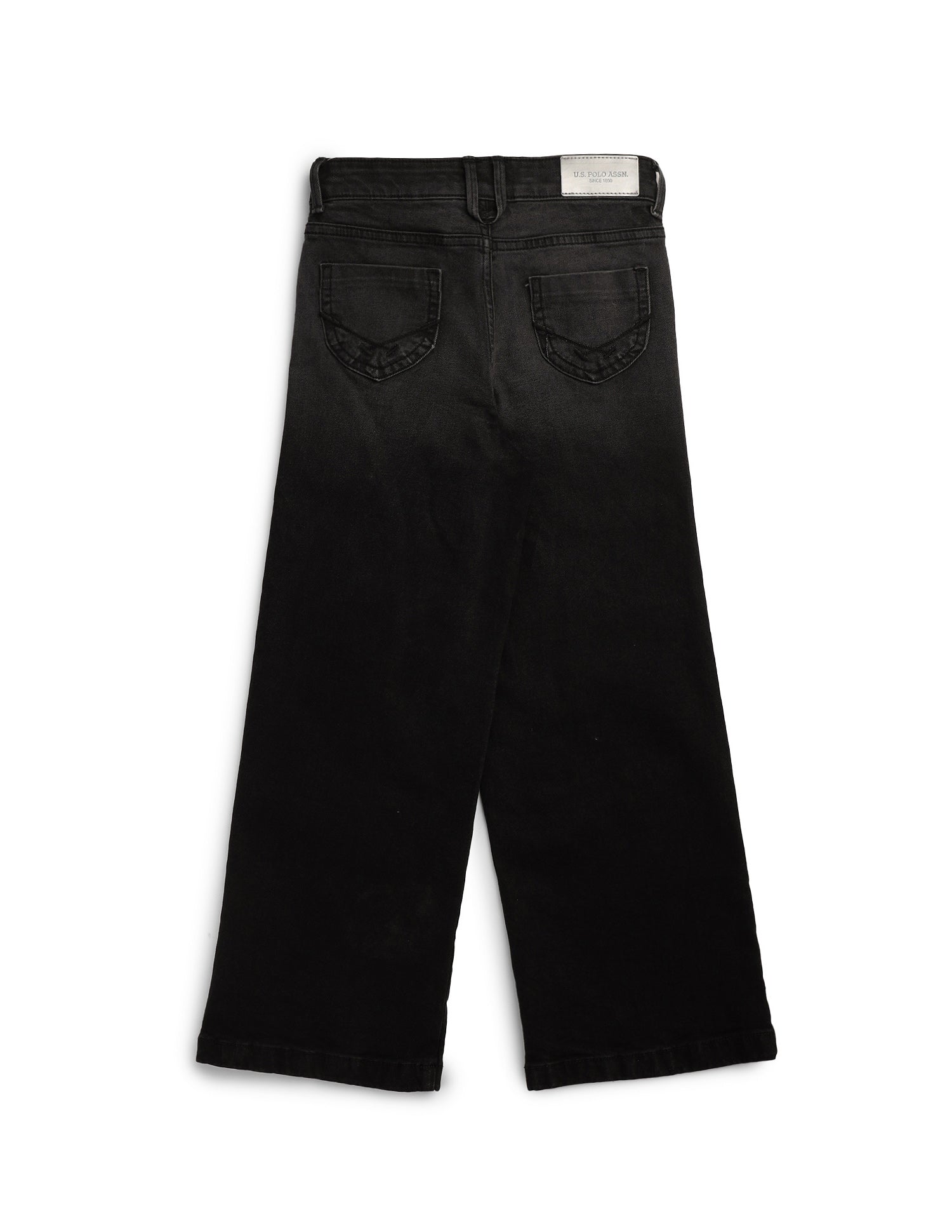 Girls Wide Leg Fit Stone Washed Jeans Black - U.S. POLO ASSN. | Large