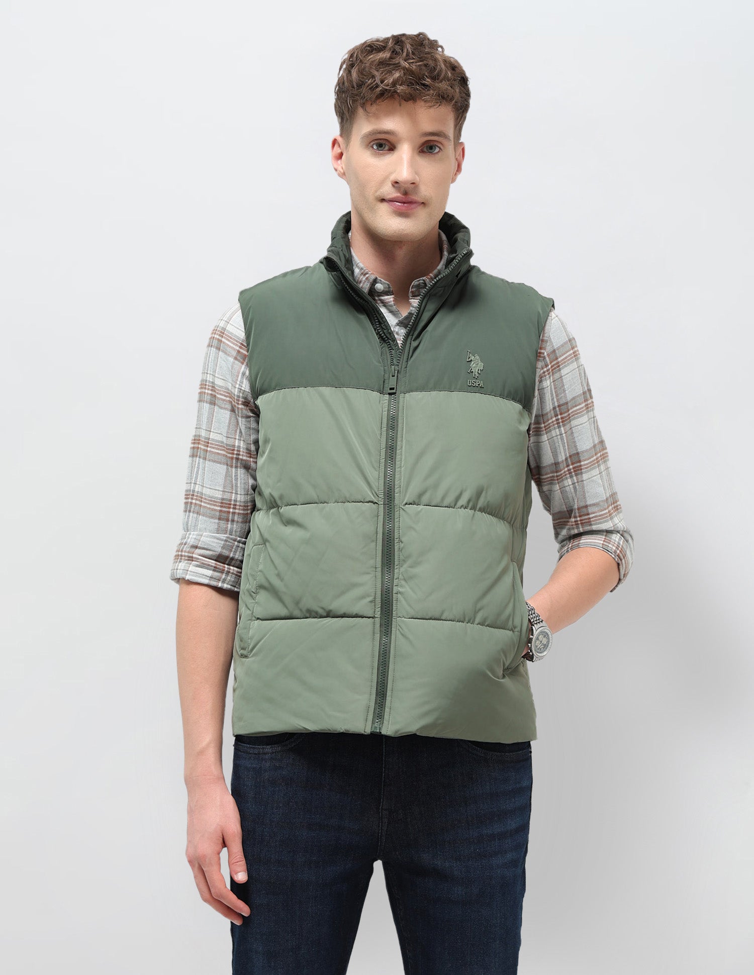 Detachable Hood Solid Jacket Olive - U.S. POLO ASSN. | Large