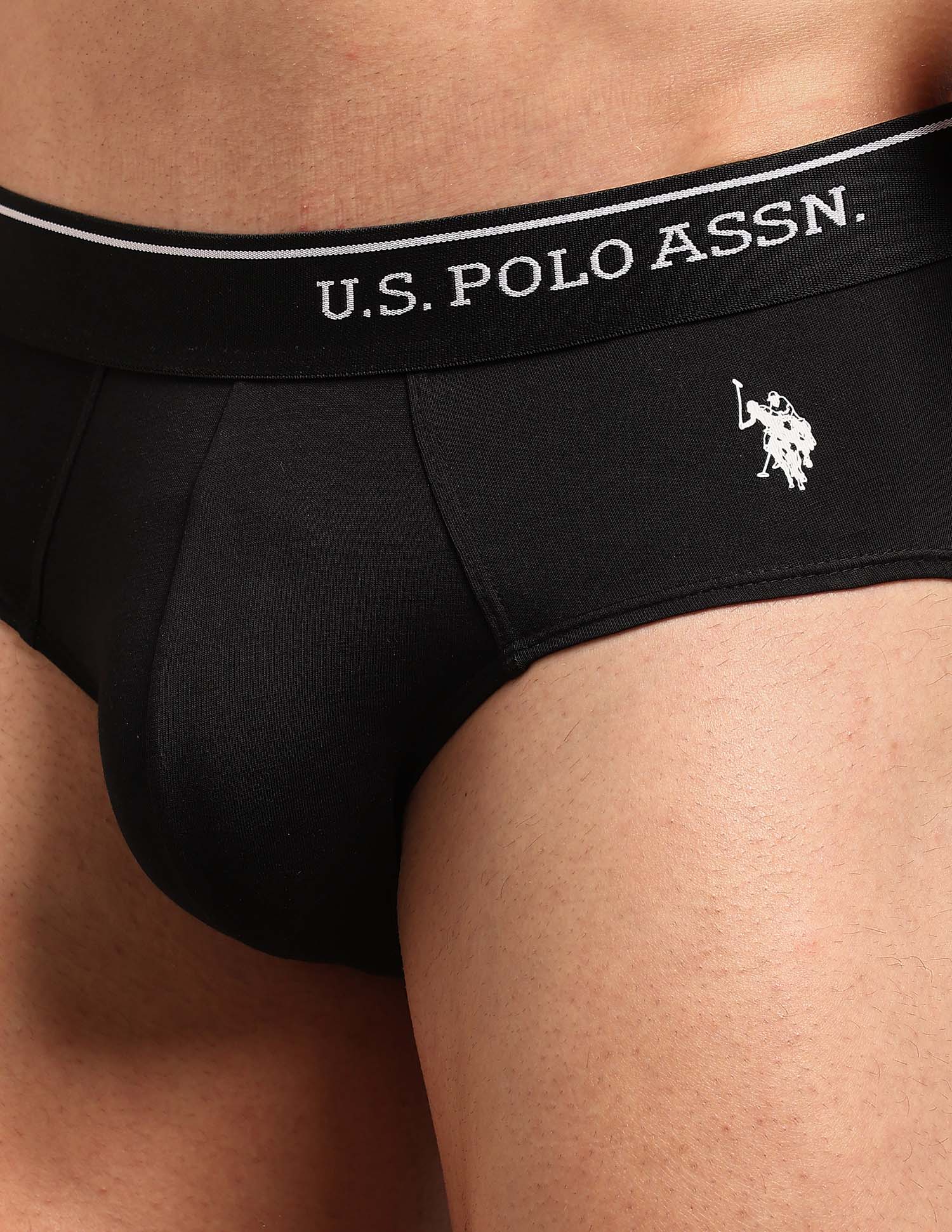 Cotton Stretch Breathable OEB18 Briefs - Pack Of 2 Uspa Black and Chinnos Green - U.S. POLO ASSN. | Large