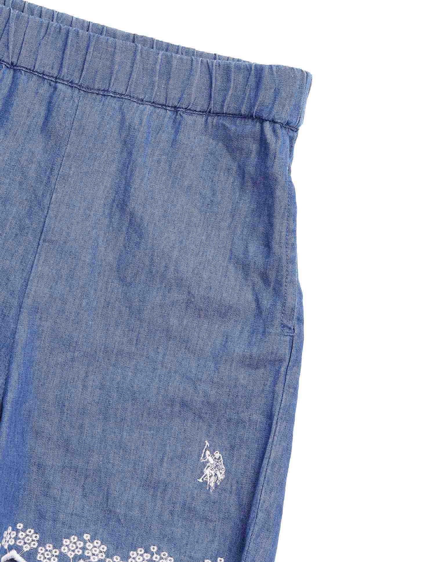 Girls Embroidered Denim Shorts Blue - U.S. Polo Assn. India | Large