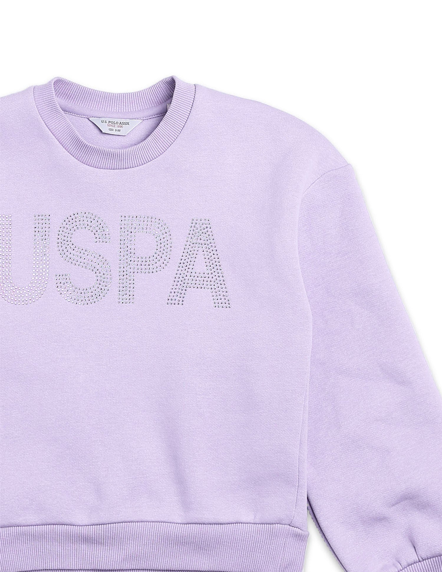 Brand Embellished Regular Fit Sweatshirt Light Purple - U.S. POLO ASSN. | Large