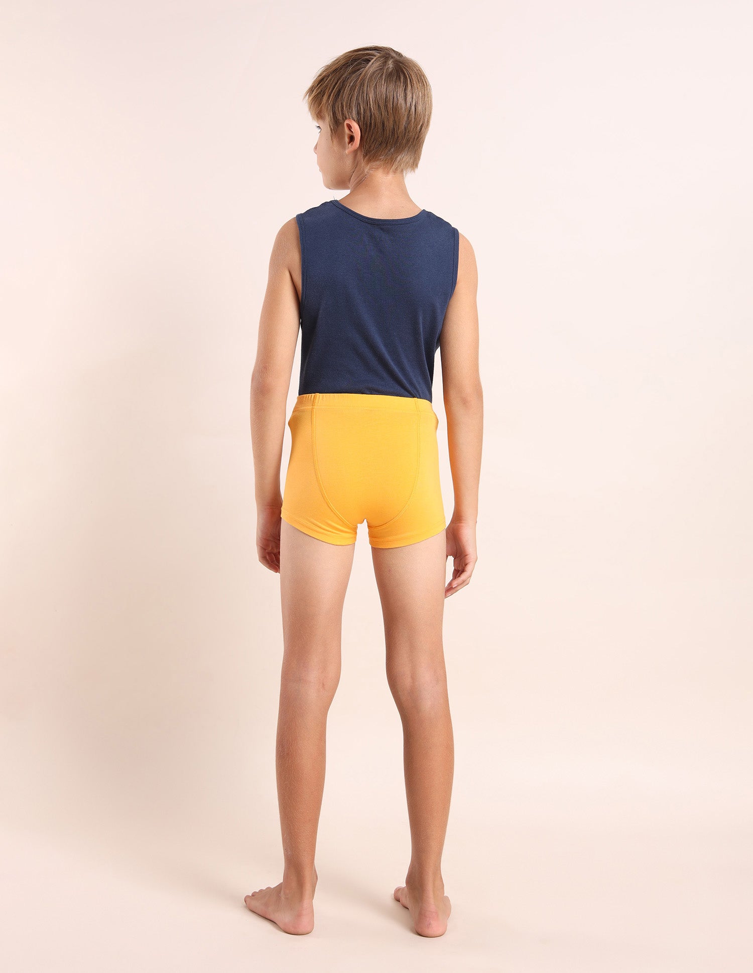 Boys Cotton Spandex Solid Trunks - Pack Of 3 Orange, Purple and Yellow - U.S. POLO ASSN. | Large