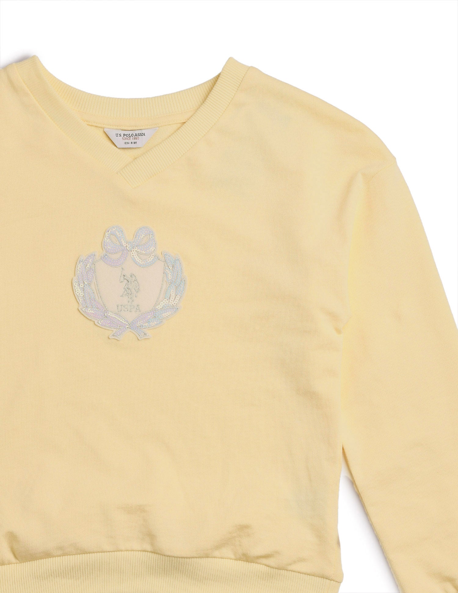 Girls Solid Comfort Fit Sweatshirt Light Yellow - U.S. POLO ASSN. | Large