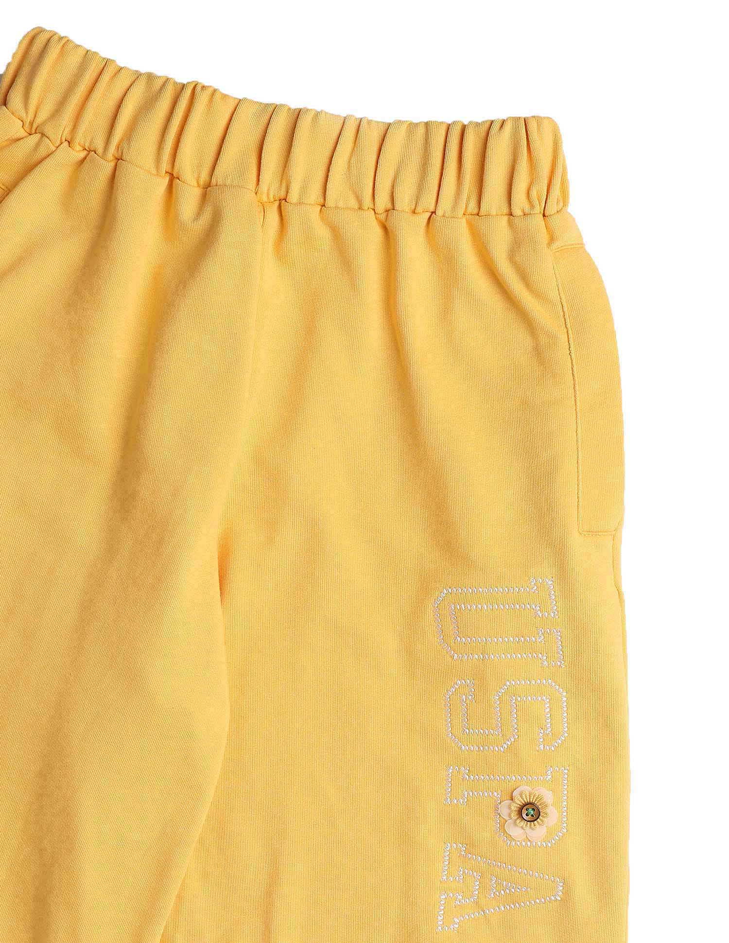 Girls Brand Embroidered Mid Rise Joggers Yellow - U.S. POLO ASSN. | Large