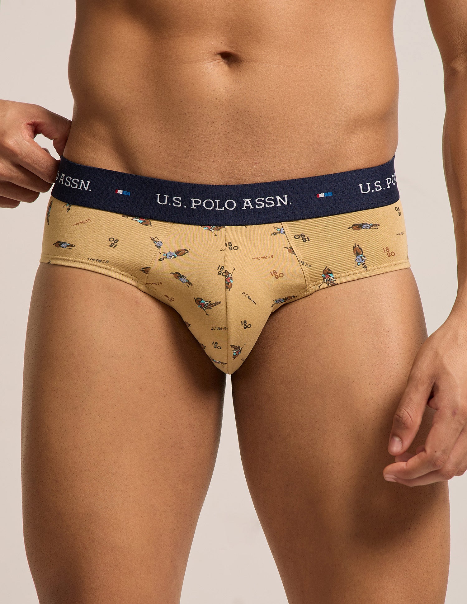 Breathable Cotton Stretch OEB25 Briefs - Pack of 3 Navy | Curds | Black - U.S. Polo Assn. India | Large