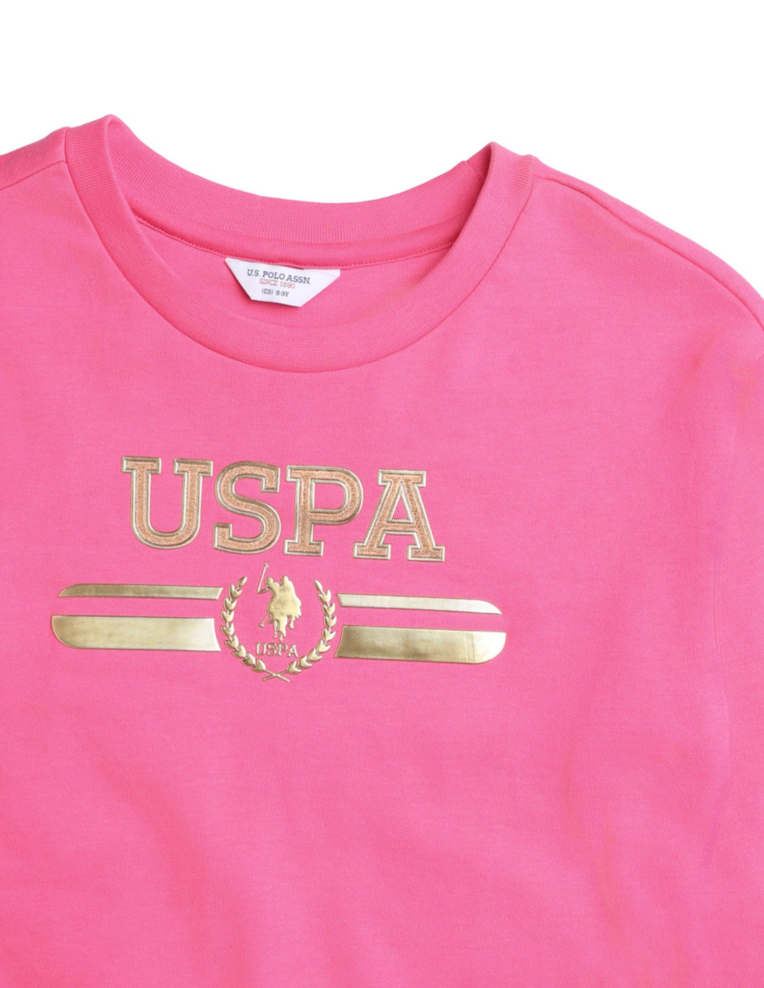 Girls Metallic Brand Print Sweatshirt Pink - U.S. Polo Assn. India | Large