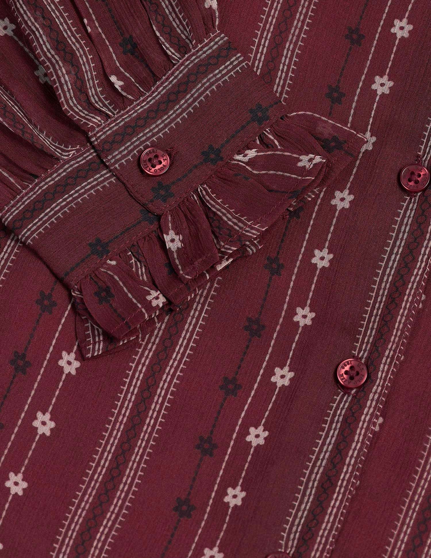 Ruffled Button Down Top Multicolor - U.S. POLO ASSN. | Large