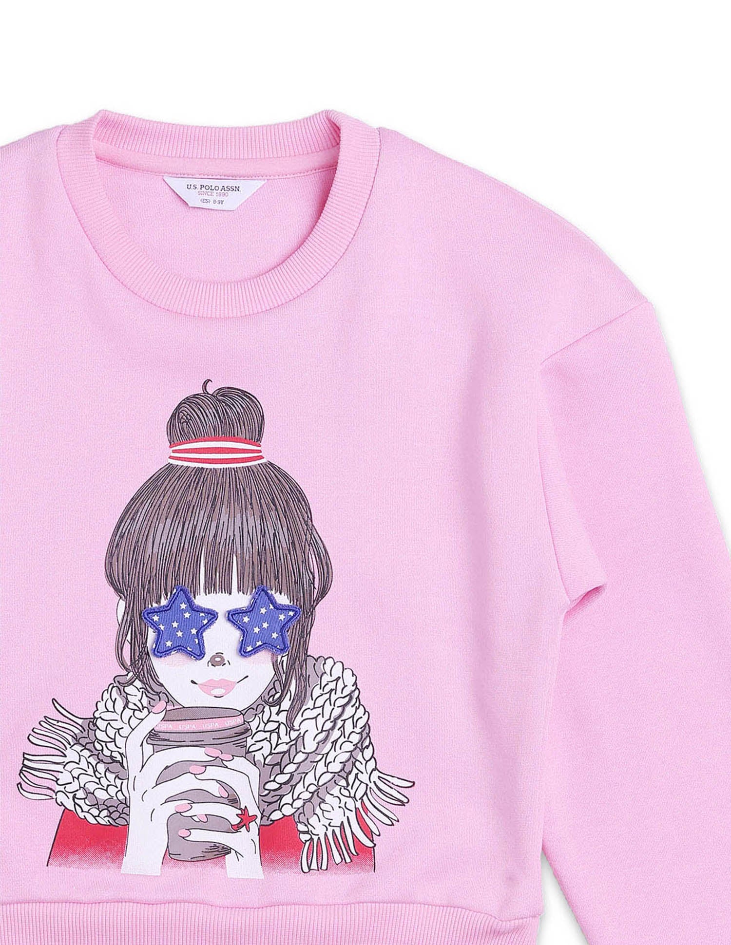 Graphic Printed Regular Fit Sweatshirt Pink - U.S. POLO ASSN. | Large