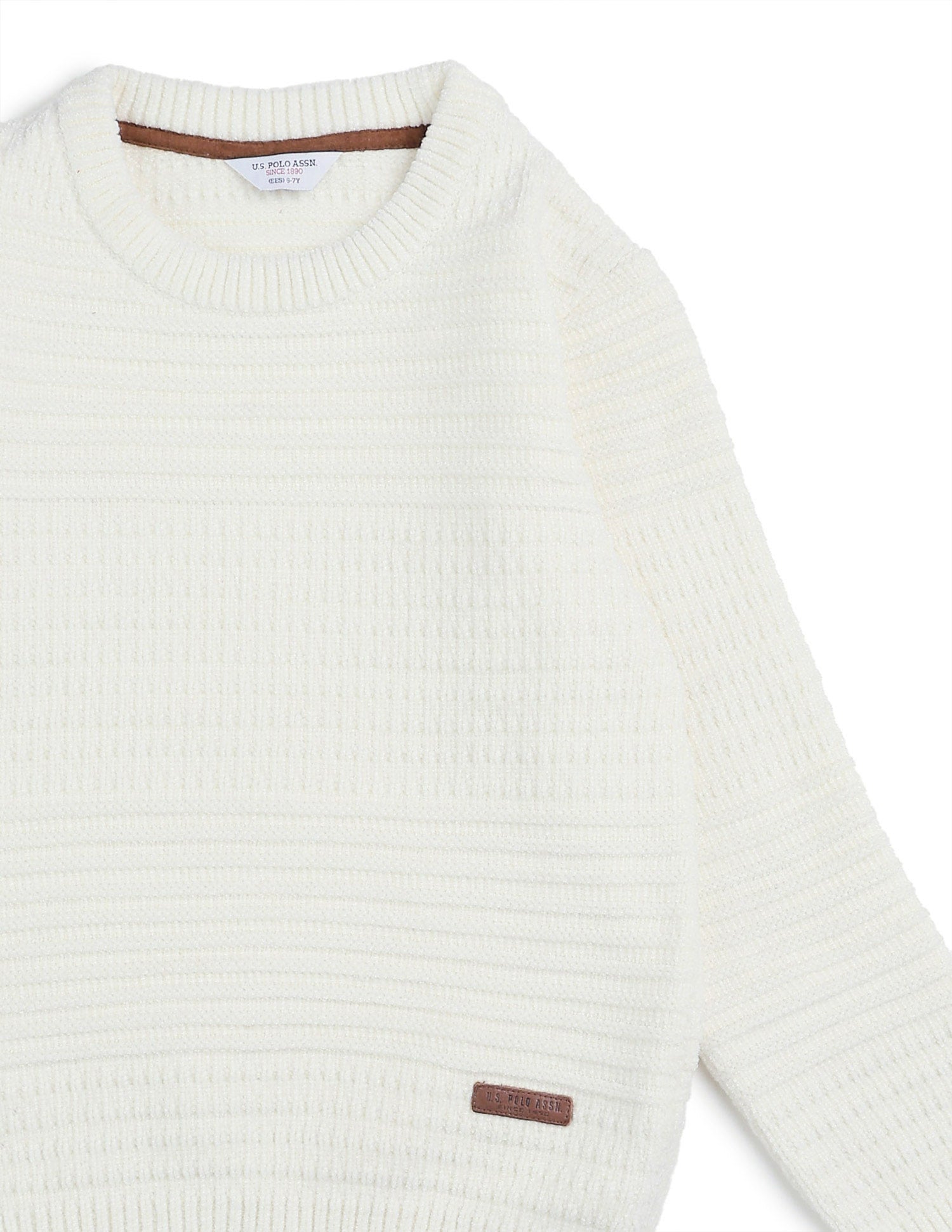 Boys Textured Mini Me Sweater White - U.S. POLO ASSN. | Large