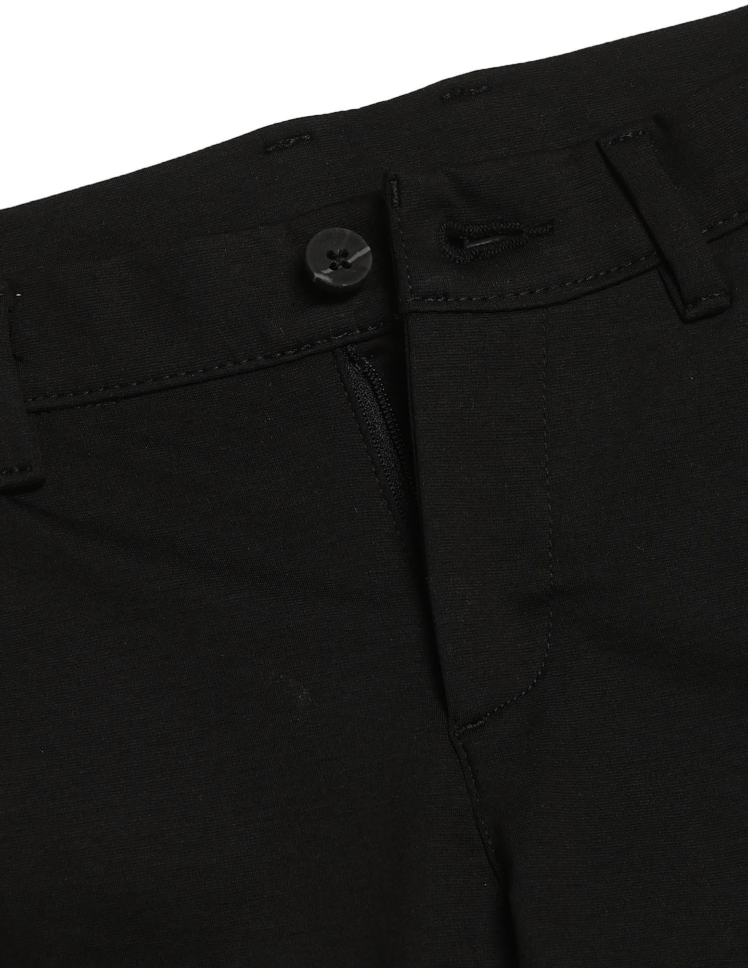 Boys Solid Slim Fit Trousers Black - U.S. POLO ASSN. | Large